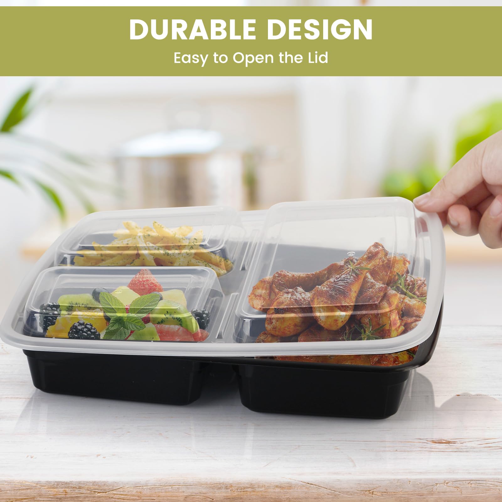 Ezalia 15 Pack- Meal Prep Containers 32oz, Plastic Food Prep Containers Reusable, Leakproof To Go Food Containers with Lids, BPA-Free, Microwave/Dishwasher/Freezer Safe