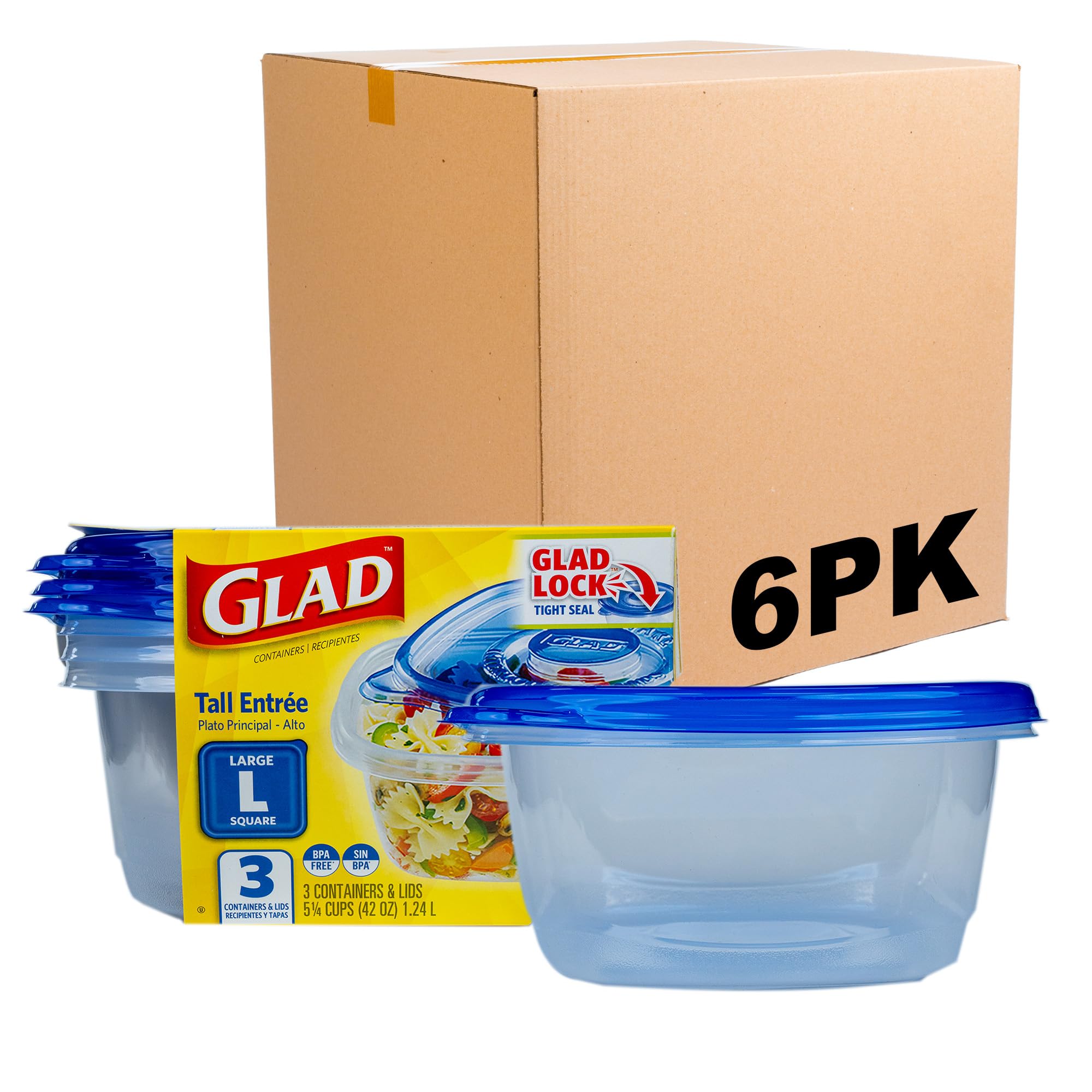 Glad Food Storage Containers, Deep Dish, 64 Ounce, 3 Count