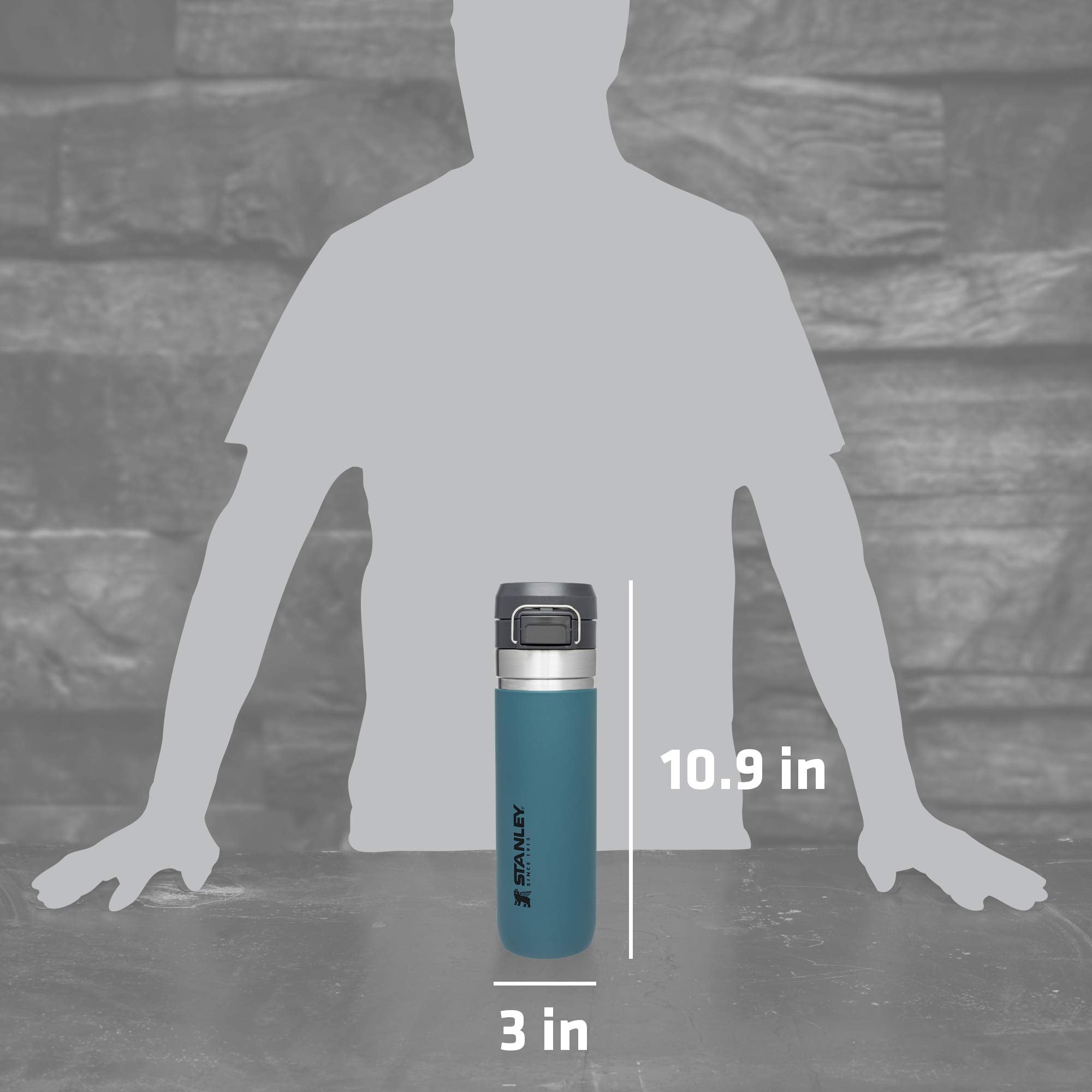 Stanley Quick Flip GO Water Bottle 24 oz | Push Button Lid | Leakproof and Packable for Travel and Sports | Insulated Stainless Steel | BPA-Free | Charcoal