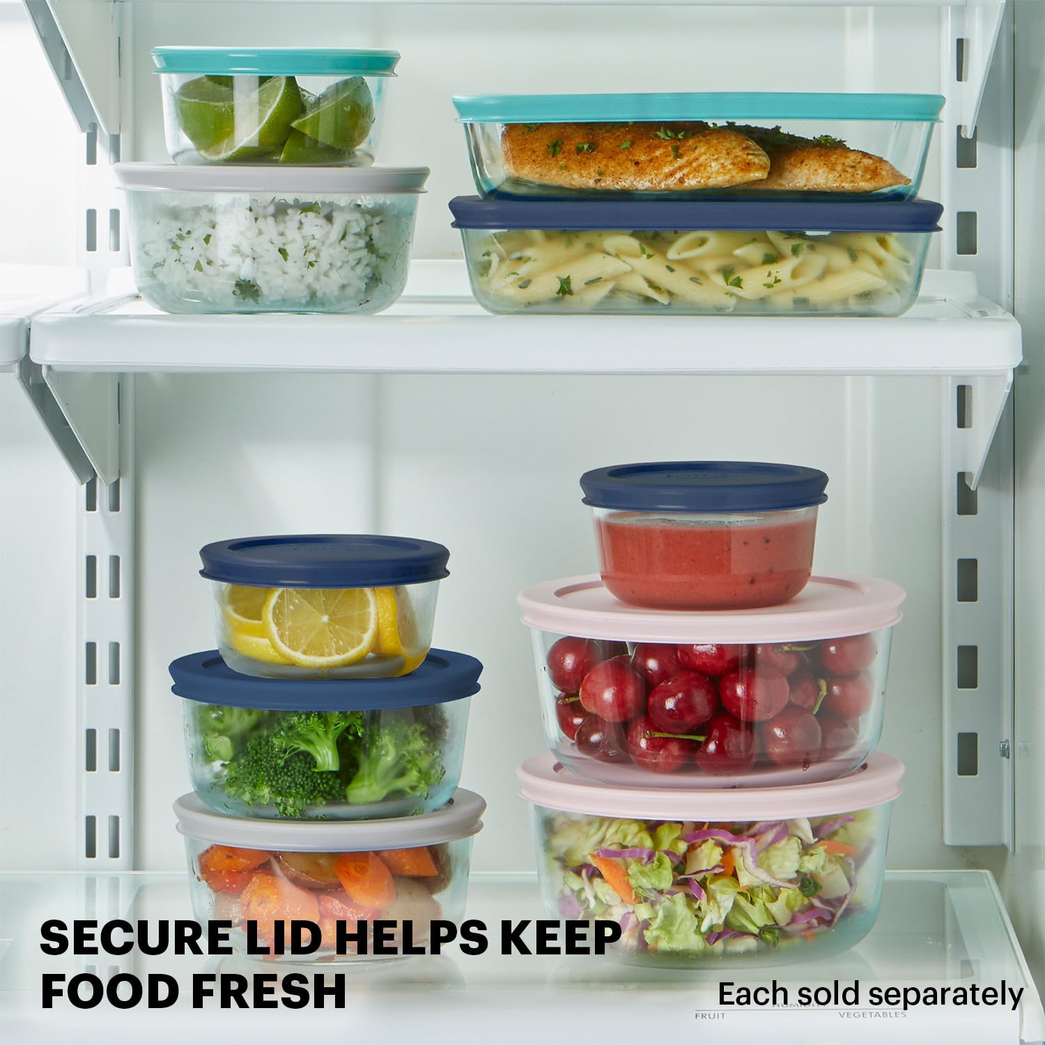 Pyrex Simply Store (12-Pack) Glass Food Storage Containers Set, (1, 2, & 3 Cup) Meal Prep Containers With BPA-Free Lids, Dishwasher & Microwave Safe