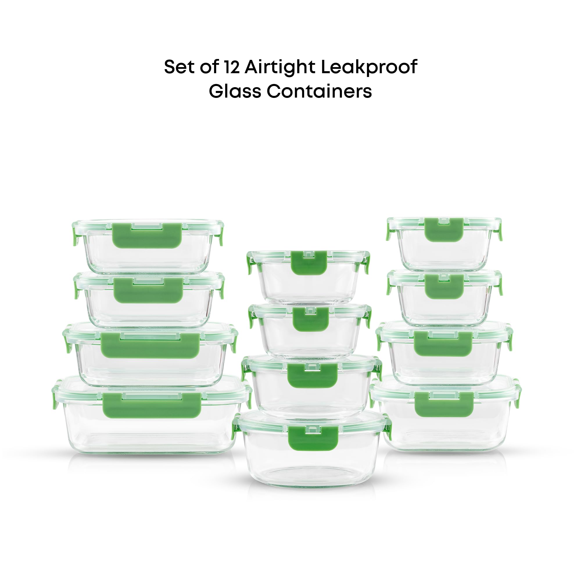 JoyJolt 24pc Borosilicate Glass Storage Containers with Lids | 12 Airtight/Freezer Safe Food Storage Containers for Pantry and Kitchen | Meal Prep Container for Lunch | Glass Tupperware Set