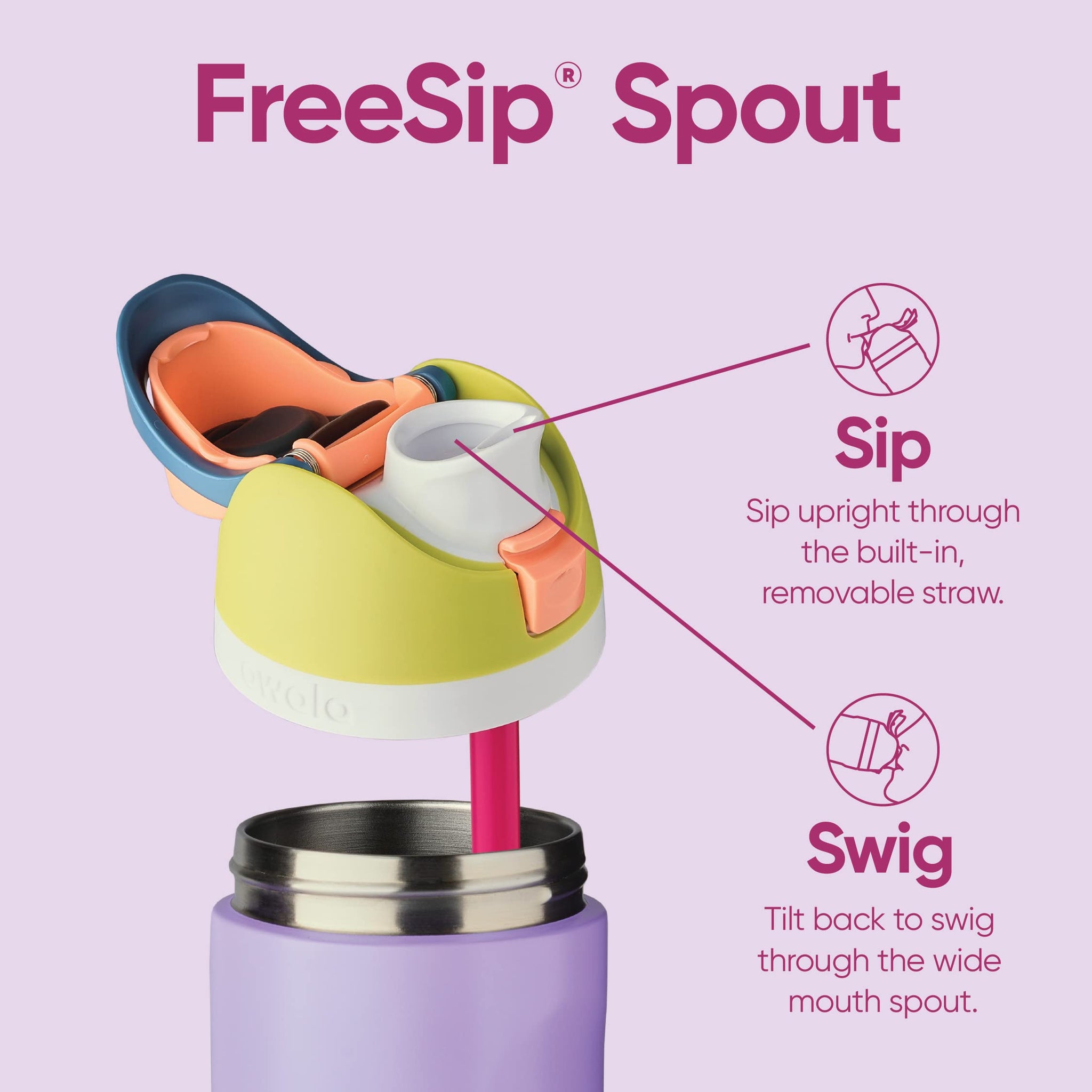 Owala FreeSip Insulated Stainless Steel Water Bottle with Straw, BPA-Free Sports Water Bottle, Great for Travel, 24 Oz, Shy Marshmallow