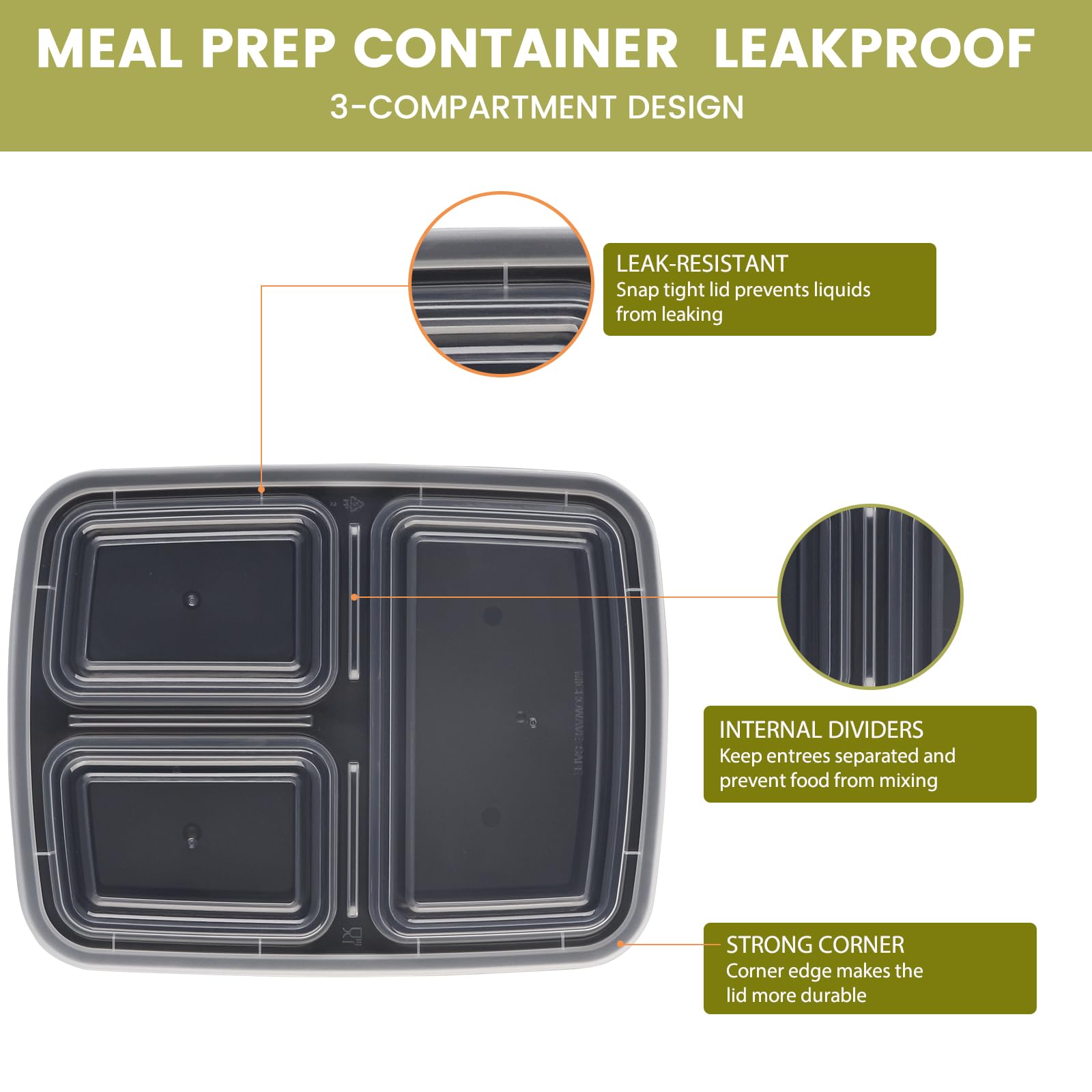 Ezalia 15 Pack- Meal Prep Containers 32oz, Plastic Food Prep Containers Reusable, Leakproof To Go Food Containers with Lids, BPA-Free, Microwave/Dishwasher/Freezer Safe
