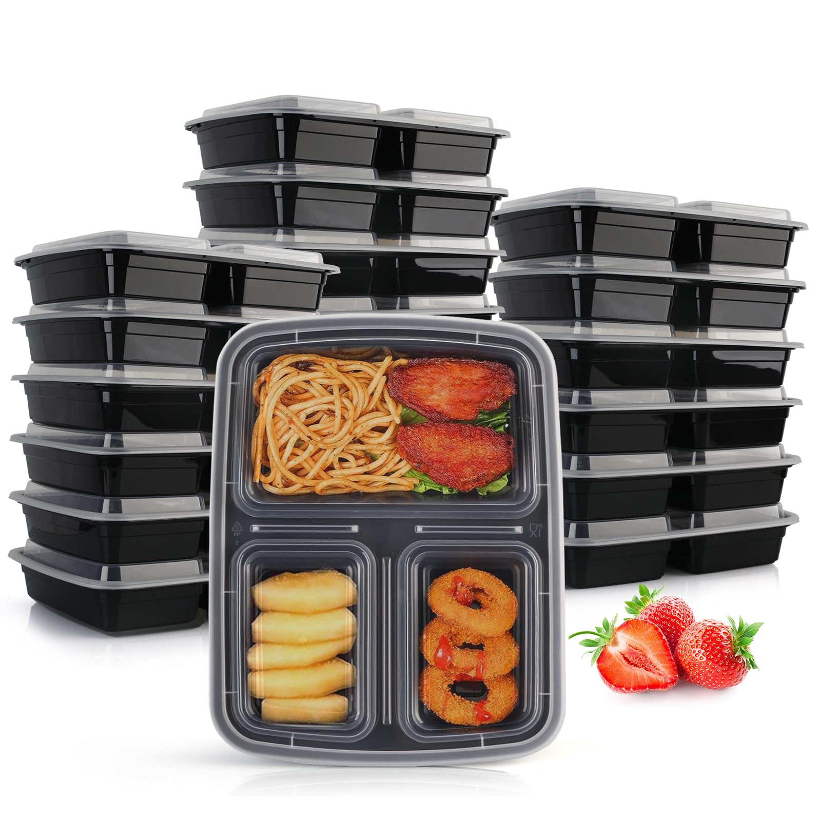 Ezalia 15 Pack- Meal Prep Containers 32oz, Plastic Food Prep Containers Reusable, Leakproof To Go Food Containers with Lids, BPA-Free, Microwave/Dishwasher/Freezer Safe