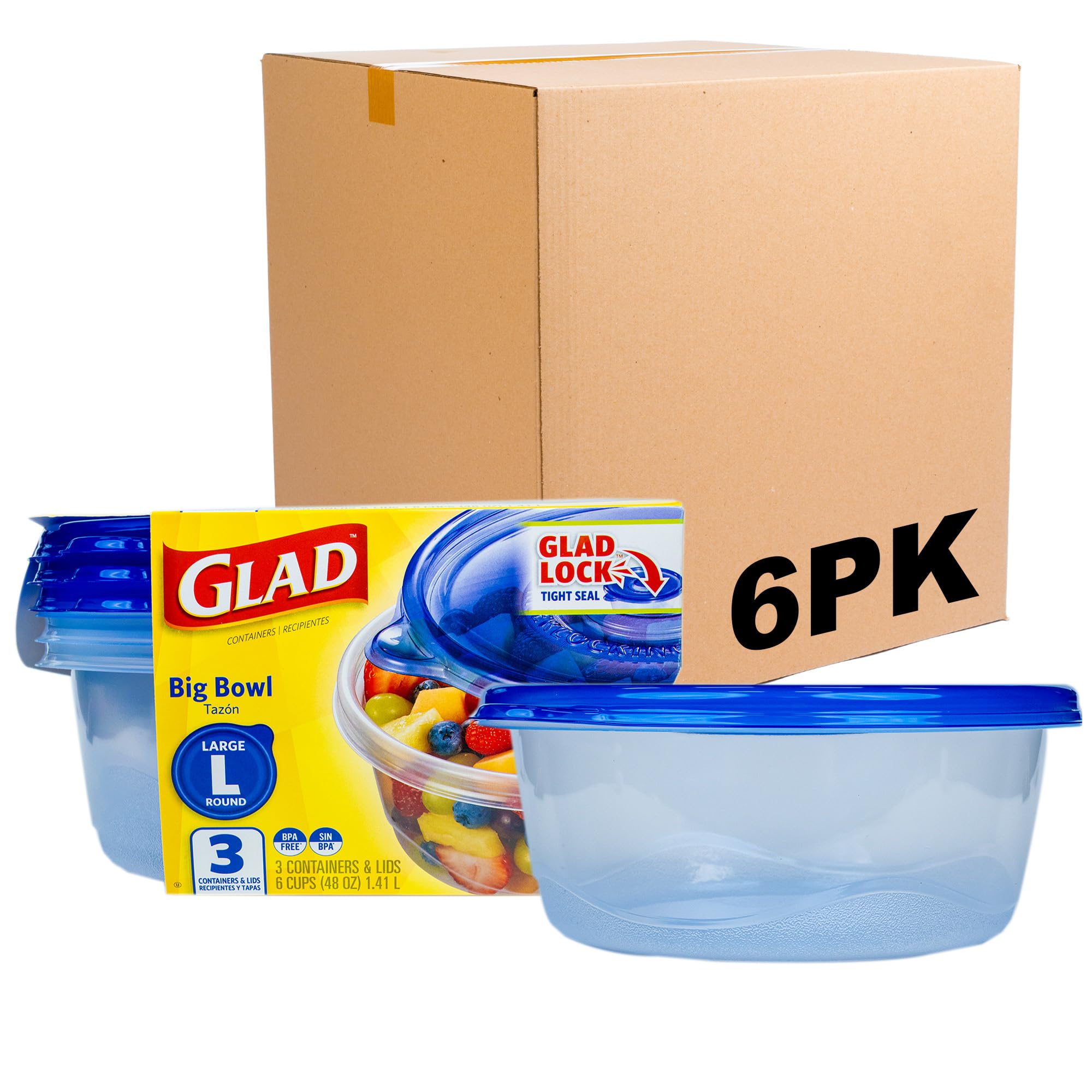 Glad Food Storage Containers, Deep Dish, 64 Ounce, 3 Count