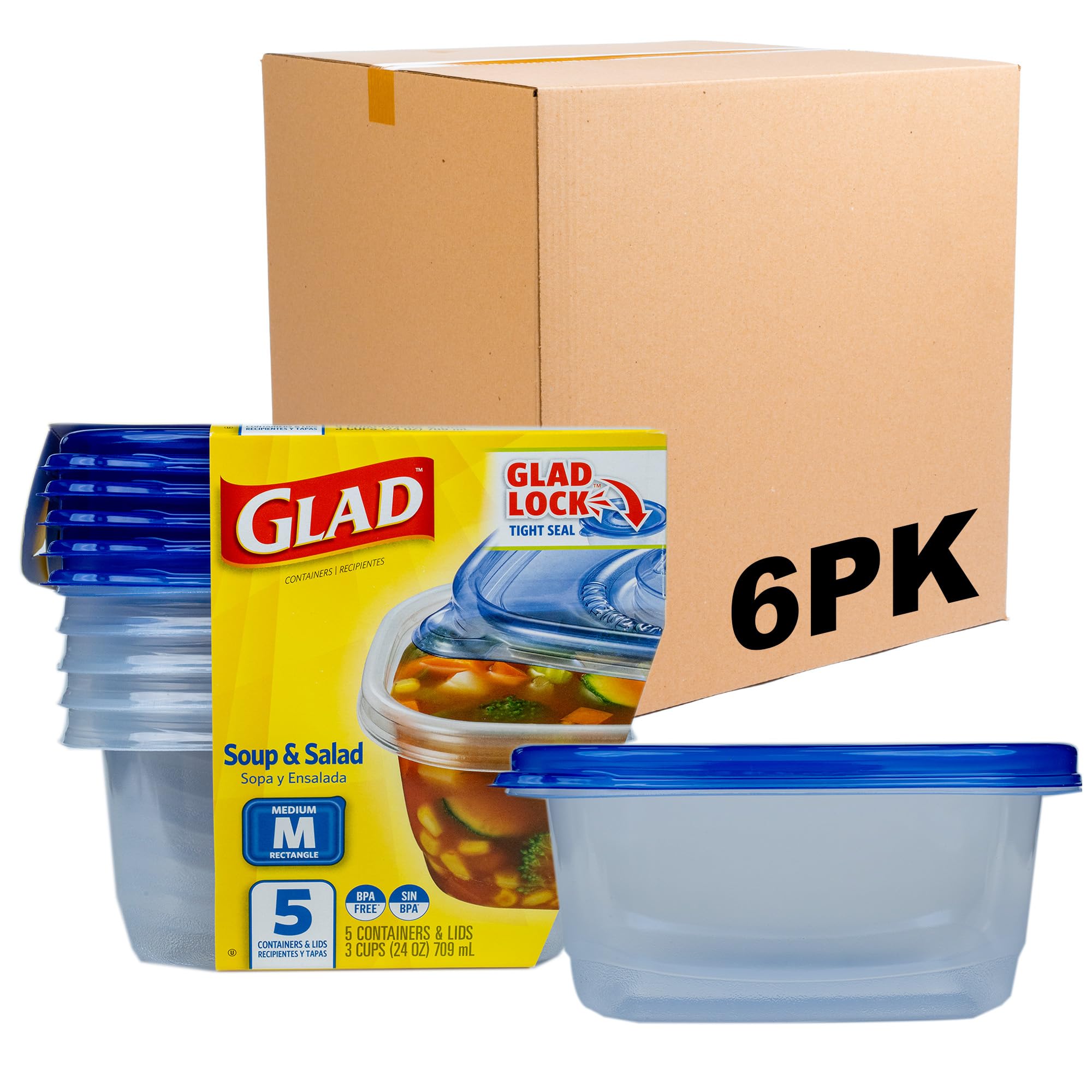 Glad Food Storage Containers, Deep Dish, 64 Ounce, 3 Count