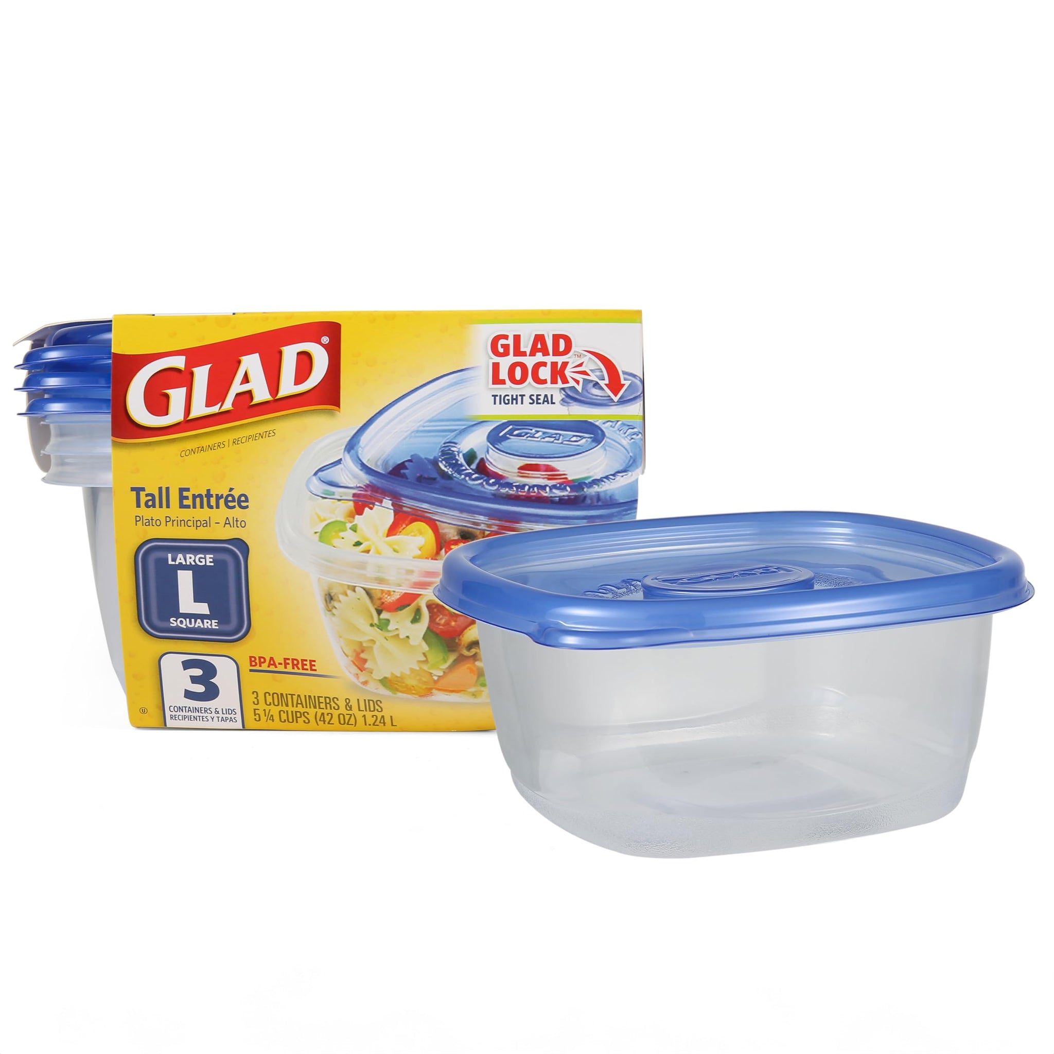 Glad Food Storage Containers, Deep Dish, 64 Ounce, 3 Count