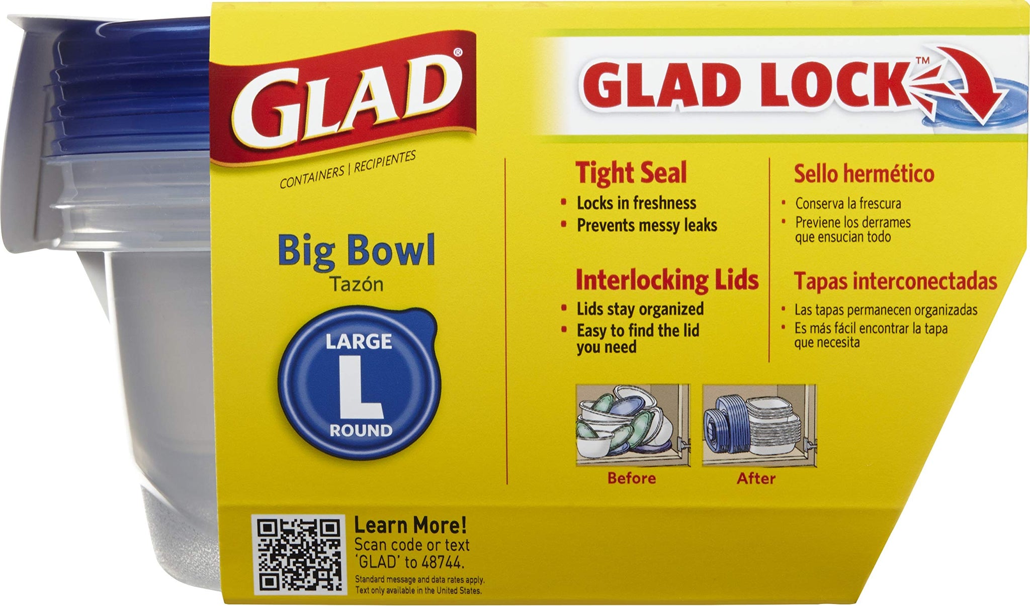 Glad Food Storage Containers, Deep Dish, 64 Ounce, 3 Count