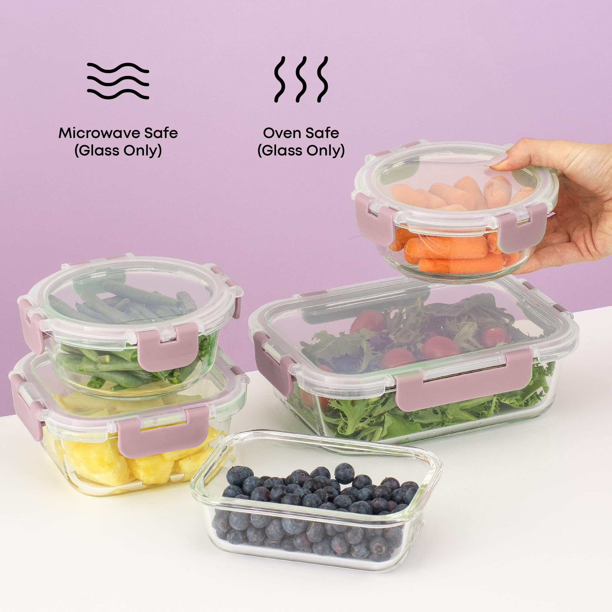 JoyJolt 24pc Borosilicate Glass Storage Containers with Lids | 12 Airtight/Freezer Safe Food Storage Containers for Pantry and Kitchen | Meal Prep Container for Lunch | Glass Tupperware Set