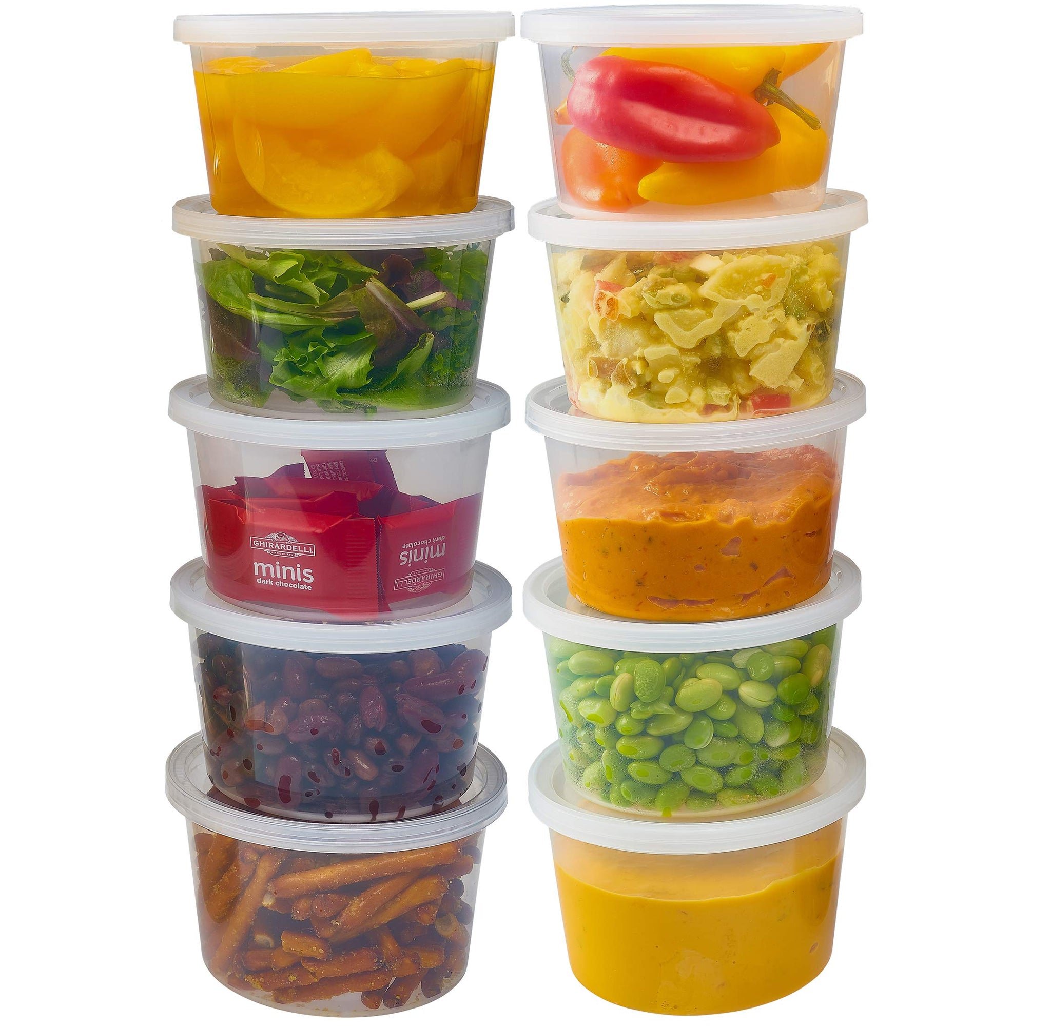 DuraHome - Deli food Storage Containers with Lids 32 oz, Quart Pack of 24 Leak-proof Freezer Safe Microwaveable Soup Storage Container - Clear Plastic Premium Quality