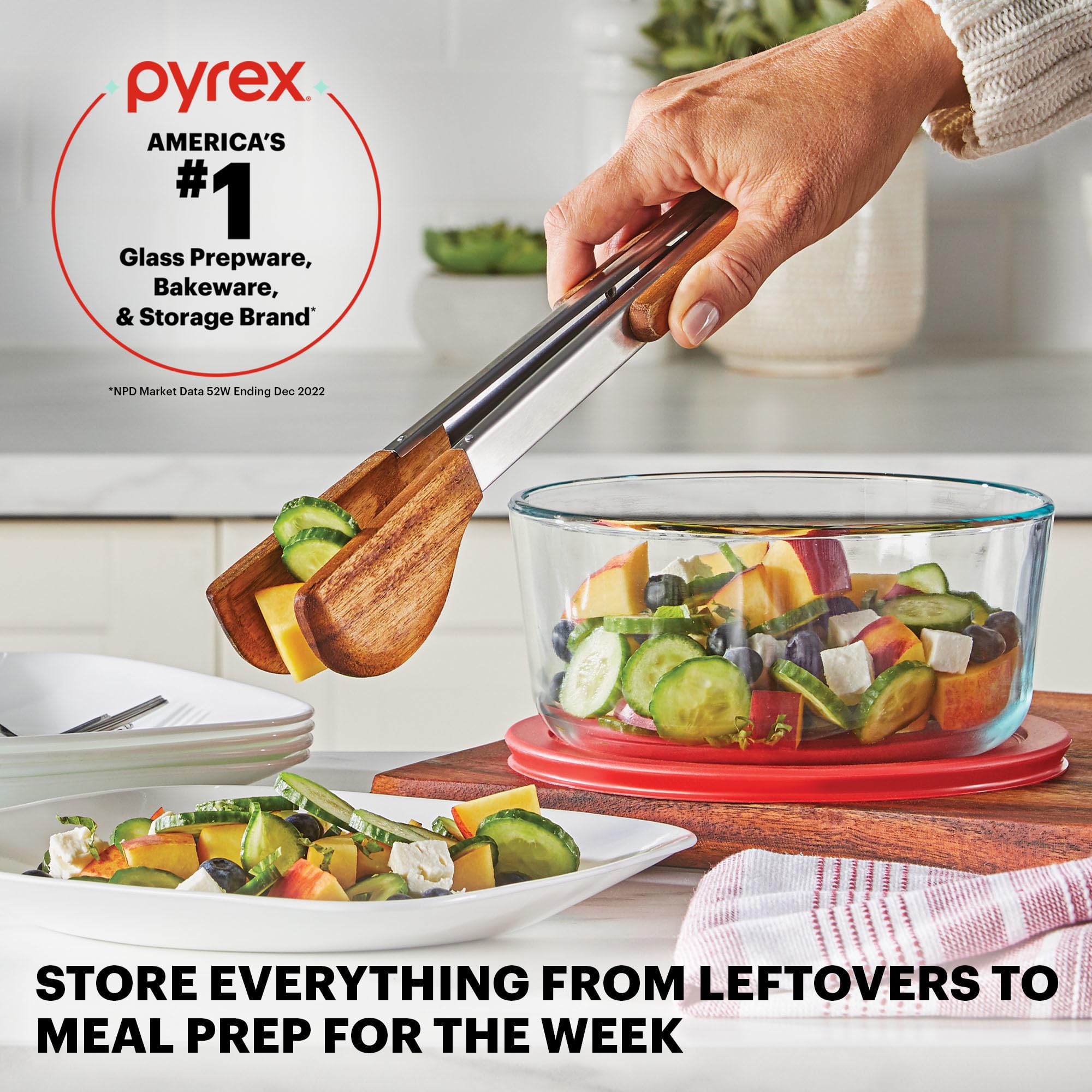 Pyrex Simply Store (12-Pack) Glass Food Storage Containers Set, (1, 2, & 3 Cup) Meal Prep Containers With BPA-Free Lids, Dishwasher & Microwave Safe