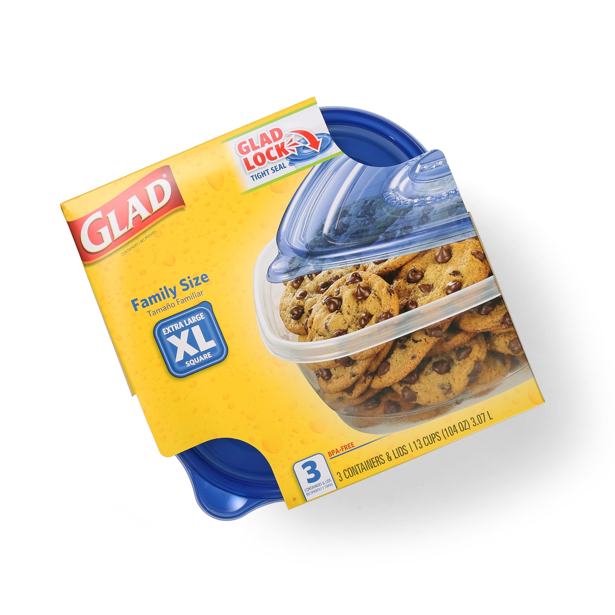 Glad Food Storage Containers, Deep Dish, 64 Ounce, 3 Count