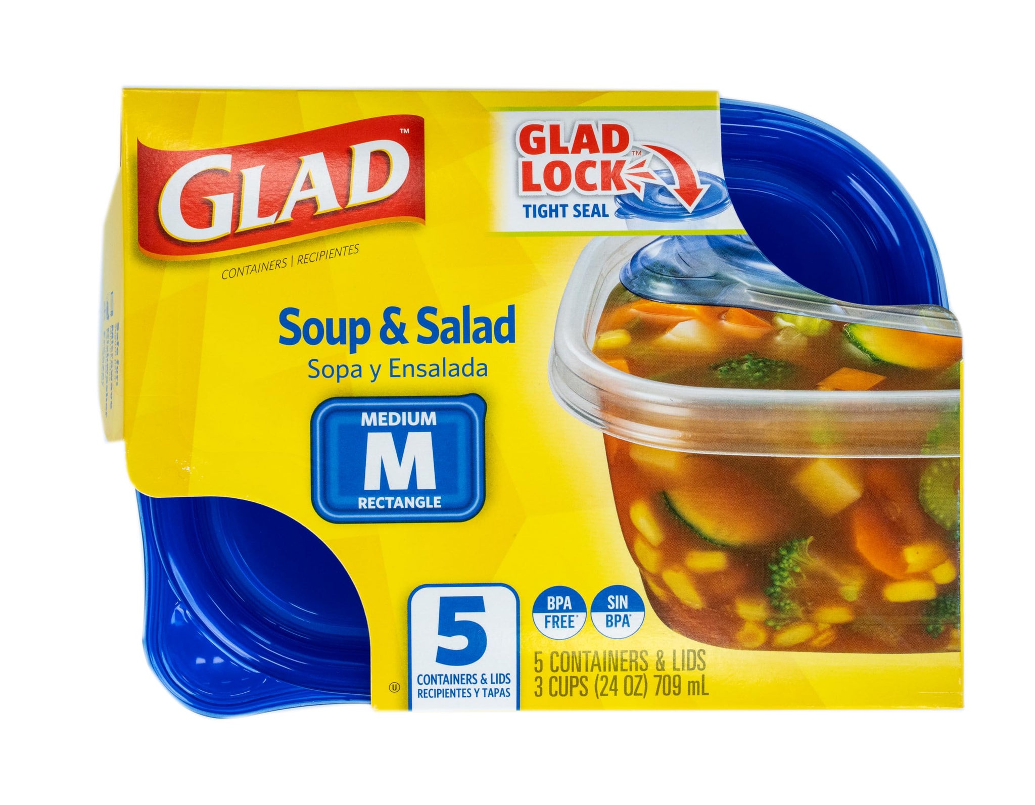 Glad Food Storage Containers, Deep Dish, 64 Ounce, 3 Count