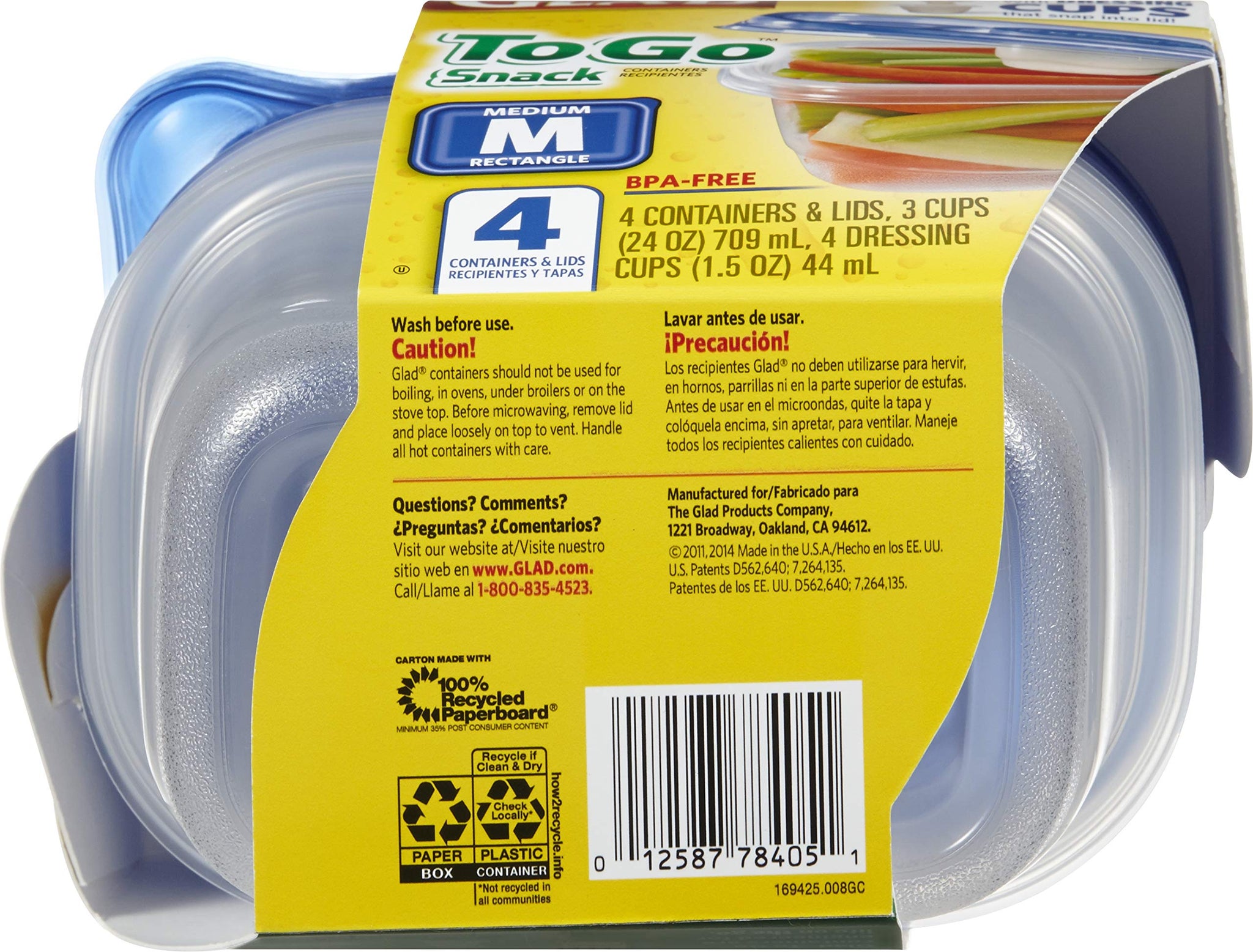 Glad Food Storage Containers, Deep Dish, 64 Ounce, 3 Count