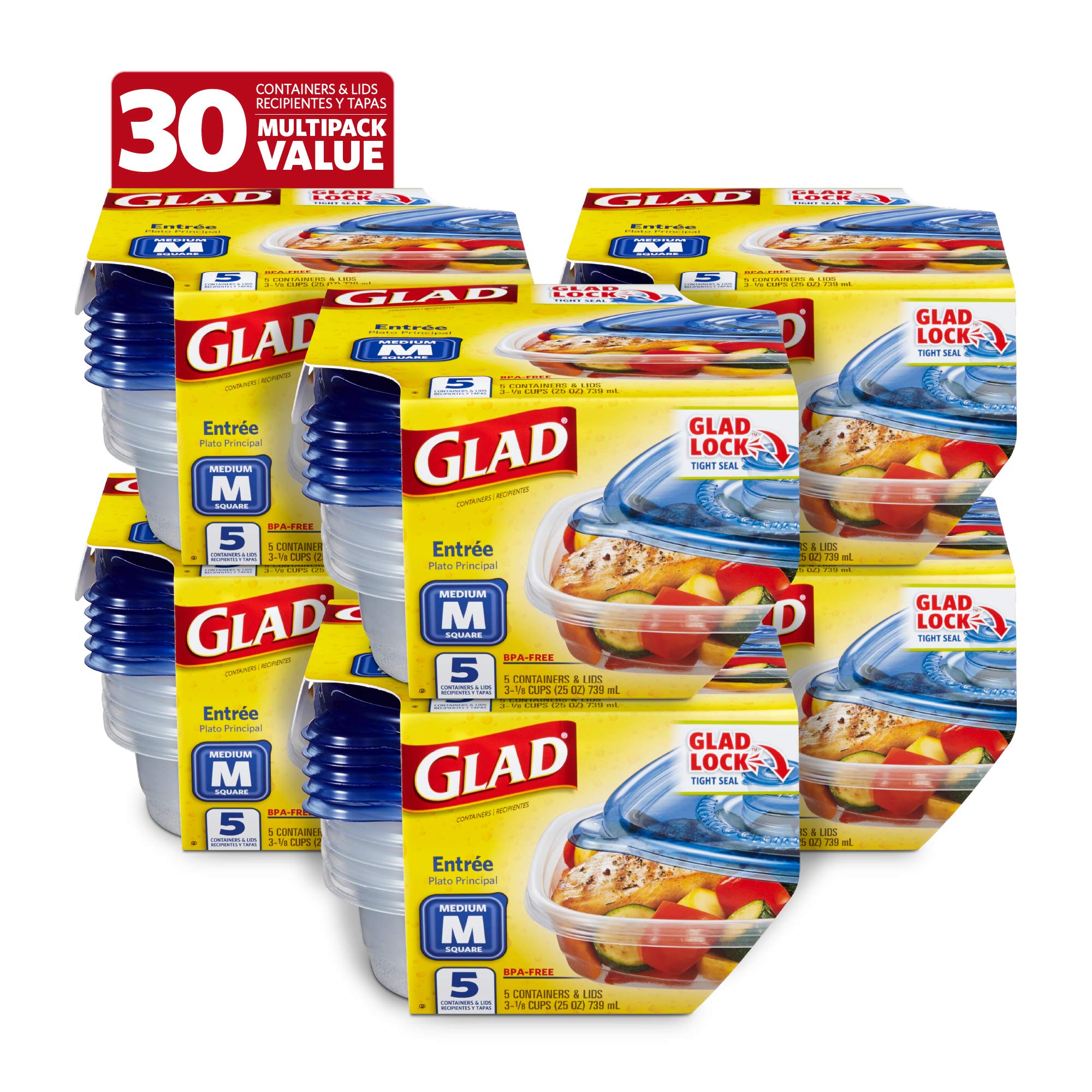 Glad Food Storage Containers, Deep Dish, 64 Ounce, 3 Count
