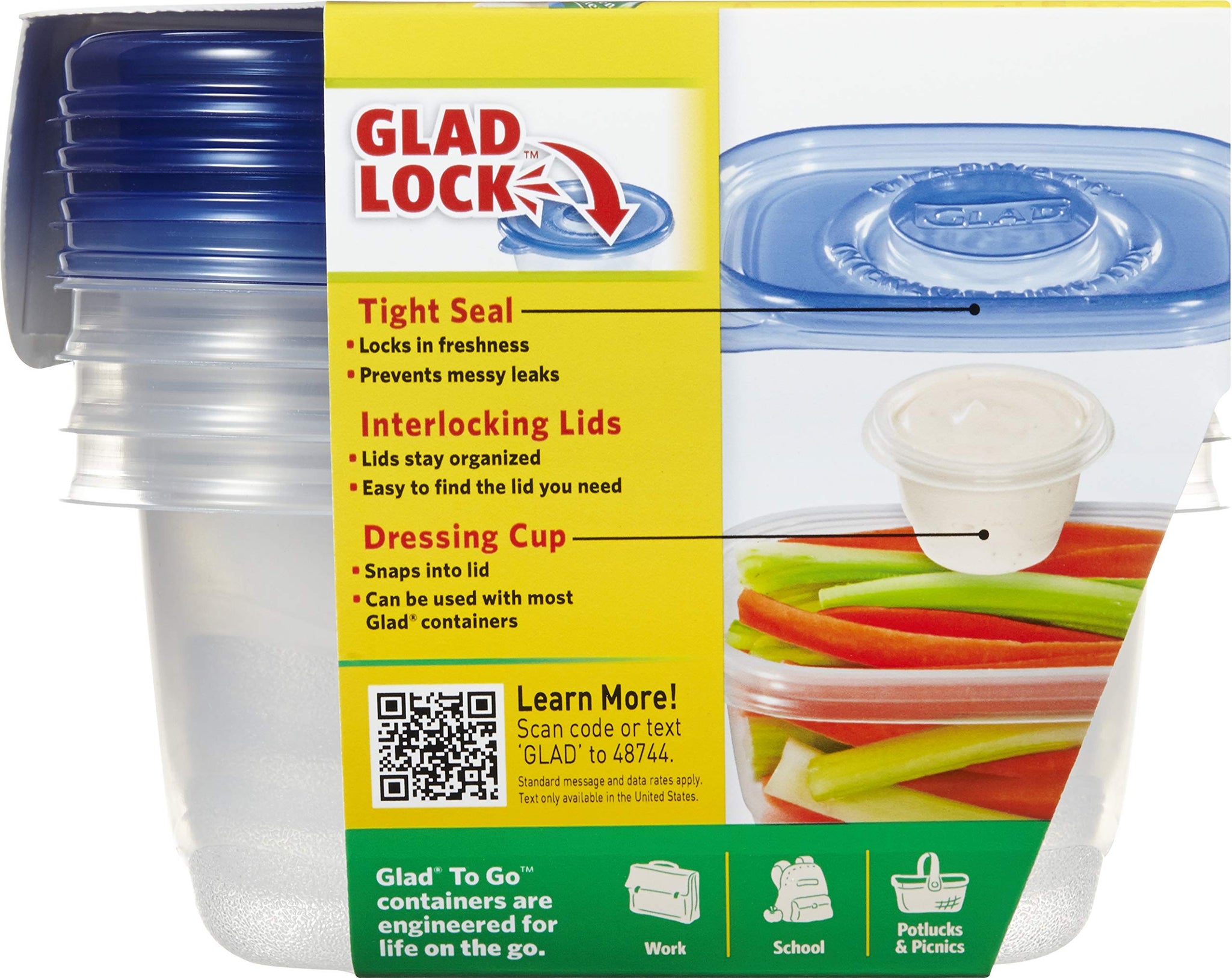 Glad Food Storage Containers, Deep Dish, 64 Ounce, 3 Count