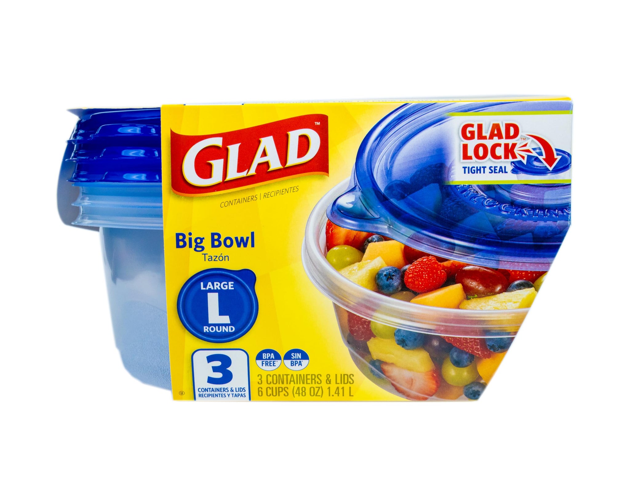 Glad Food Storage Containers, Deep Dish, 64 Ounce, 3 Count