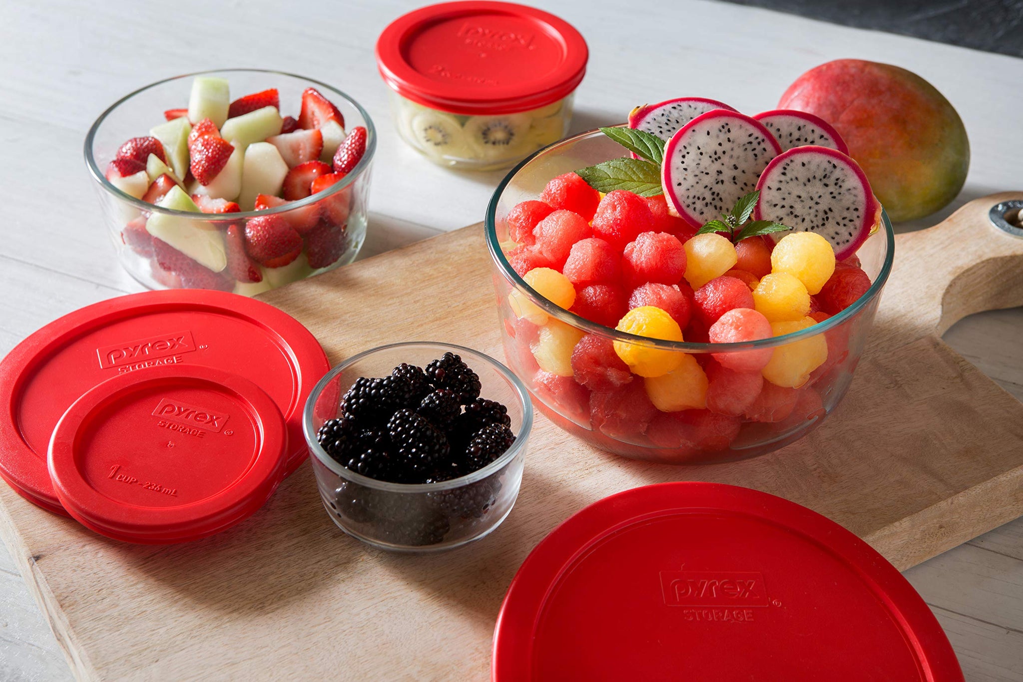 Pyrex Simply Store (12-Pack) Glass Food Storage Containers Set, (1, 2, & 3 Cup) Meal Prep Containers With BPA-Free Lids, Dishwasher & Microwave Safe