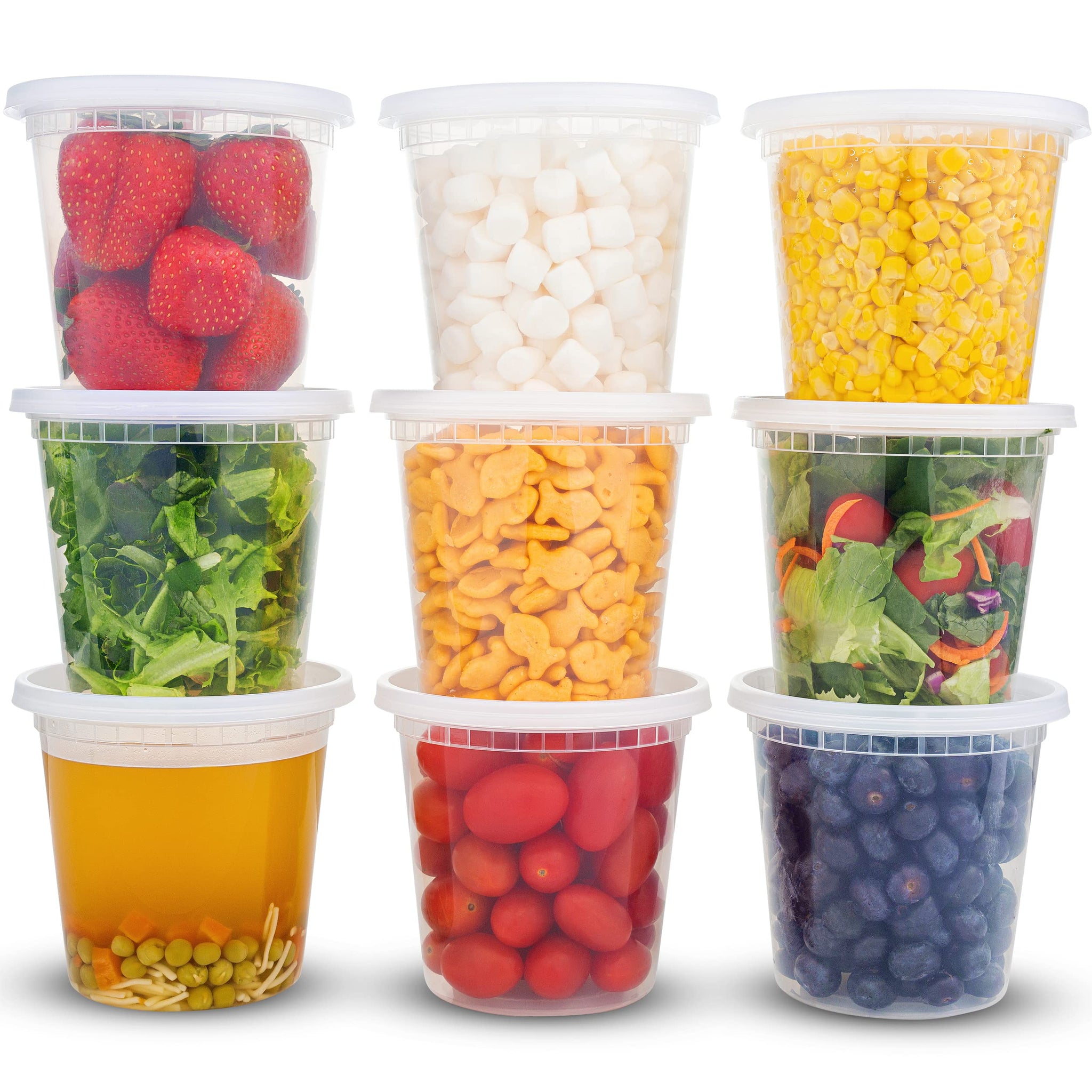 DuraHome - Deli food Storage Containers with Lids 32 oz, Quart Pack of 24 Leak-proof Freezer Safe Microwaveable Soup Storage Container - Clear Plastic Premium Quality