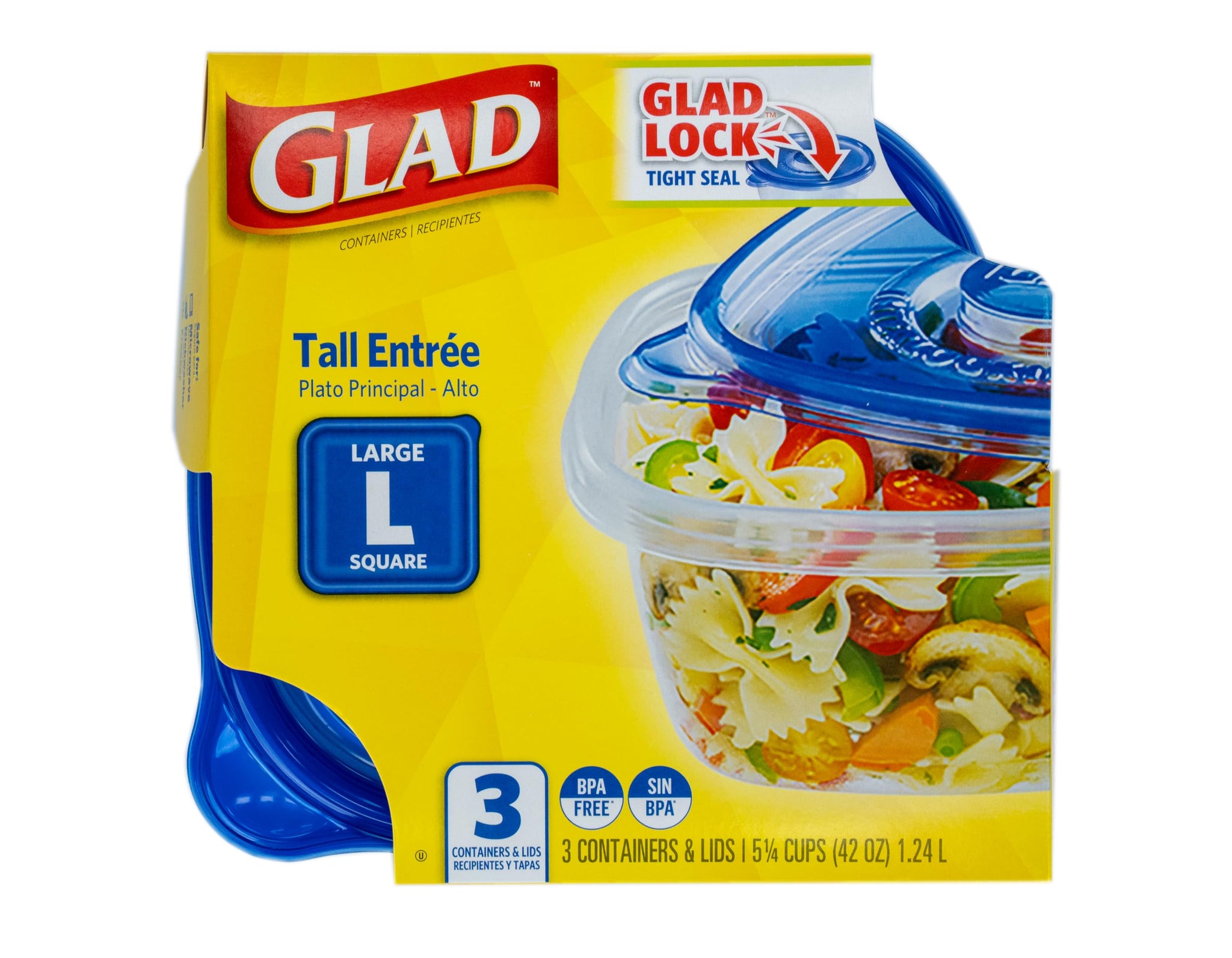 Glad Food Storage Containers, Deep Dish, 64 Ounce, 3 Count