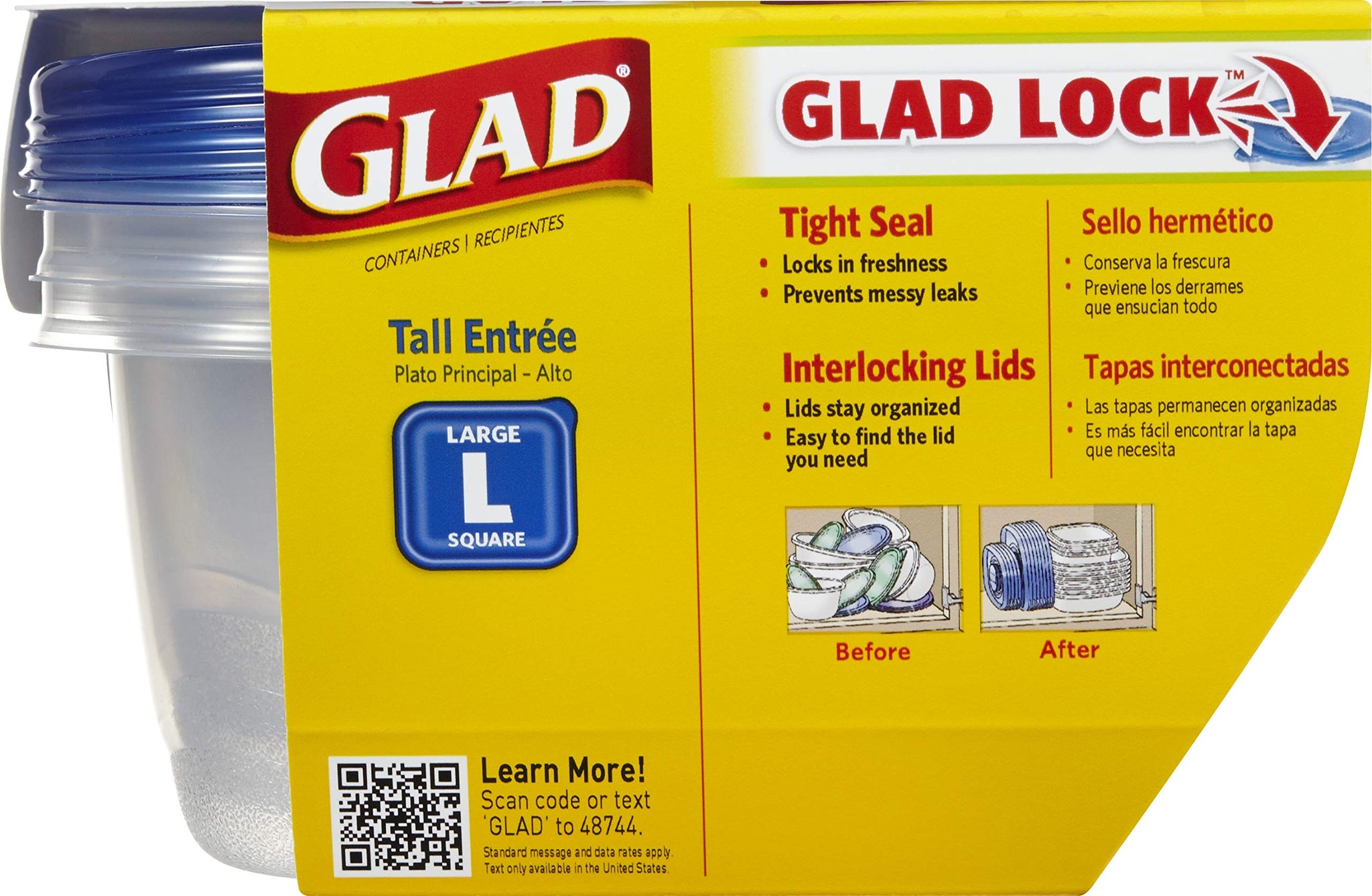 Glad Food Storage Containers, Deep Dish, 64 Ounce, 3 Count