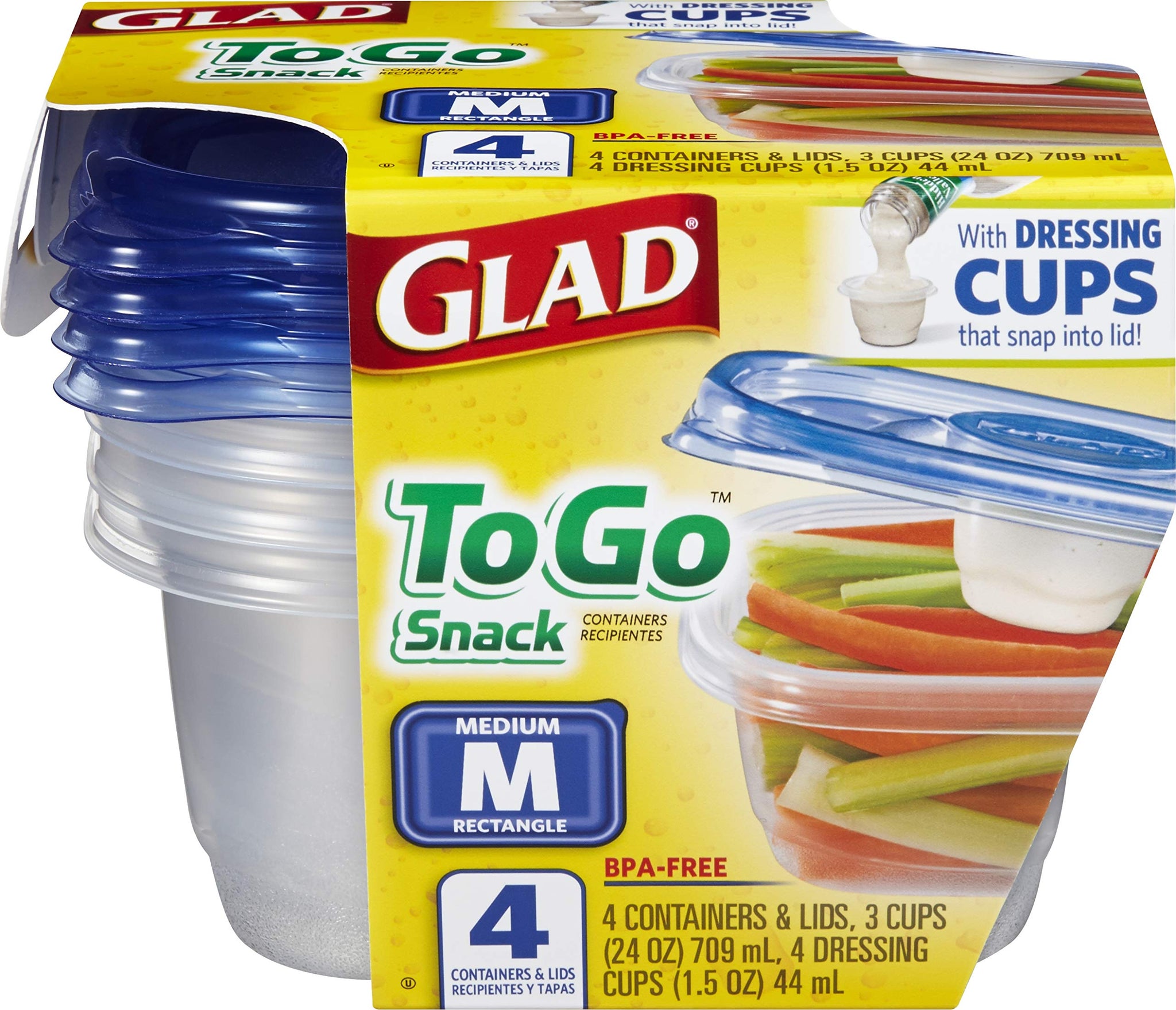 Glad Food Storage Containers, Deep Dish, 64 Ounce, 3 Count