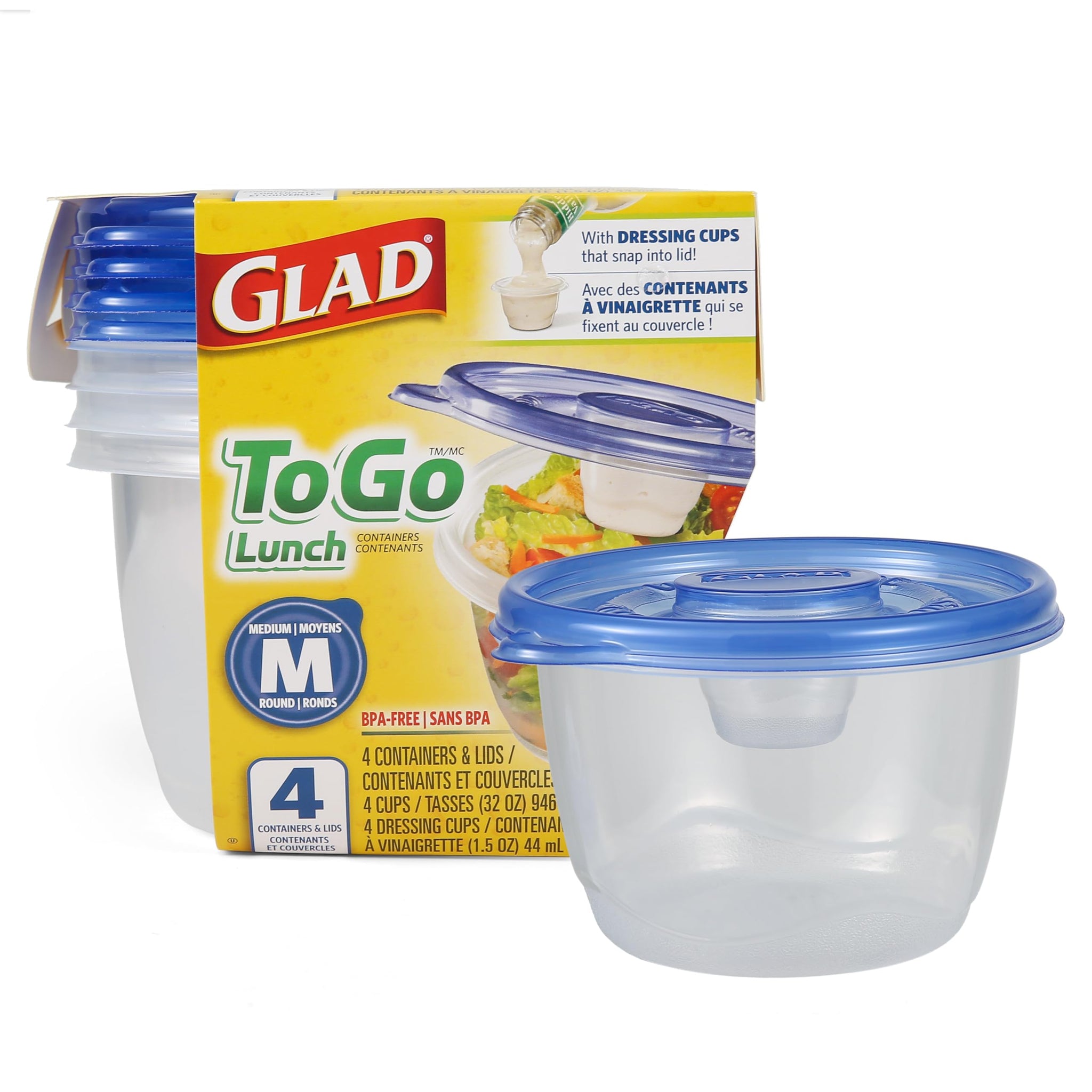 Glad Food Storage Containers, Deep Dish, 64 Ounce, 3 Count