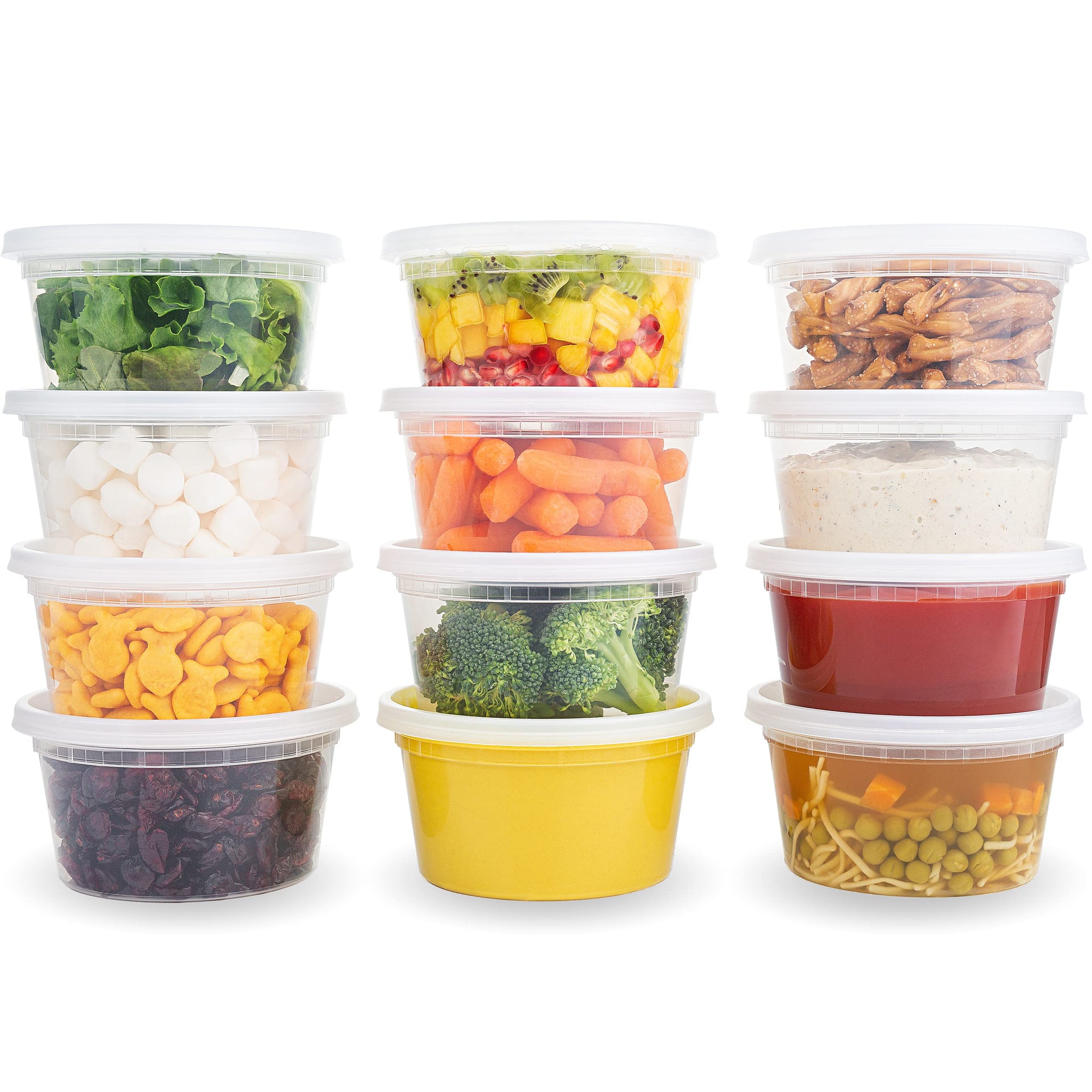 DuraHome - Deli food Storage Containers with Lids 32 oz, Quart Pack of 24 Leak-proof Freezer Safe Microwaveable Soup Storage Container - Clear Plastic Premium Quality