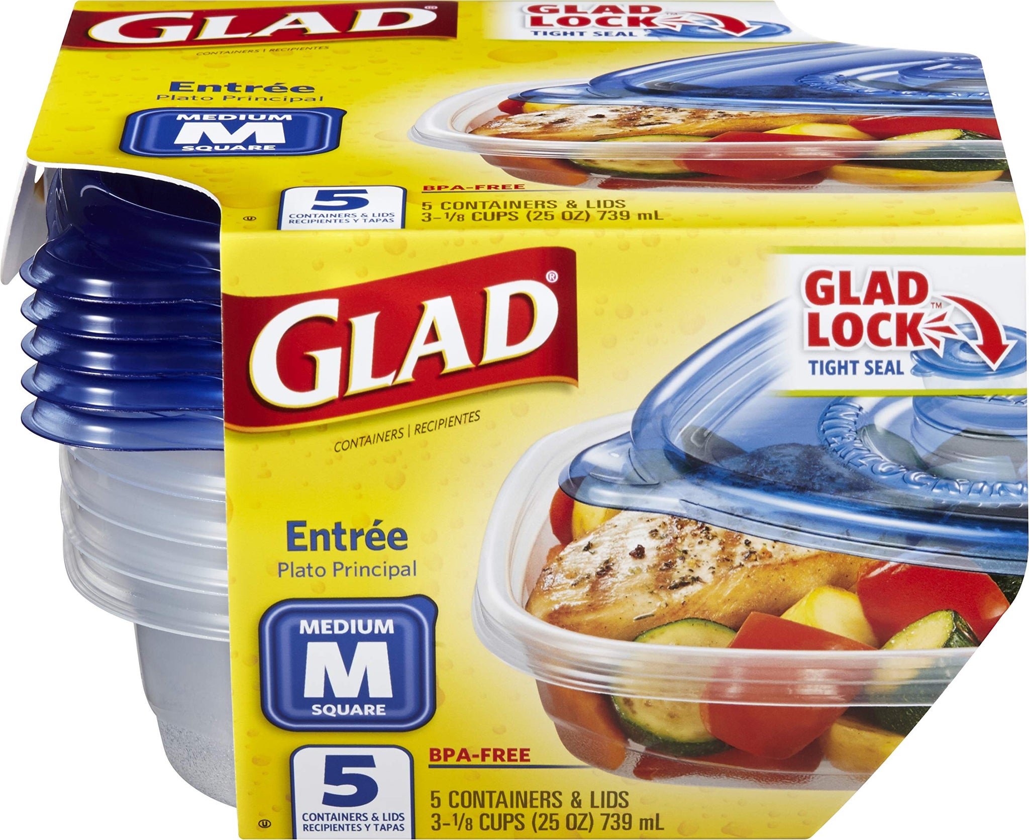 Glad Food Storage Containers, Deep Dish, 64 Ounce, 3 Count