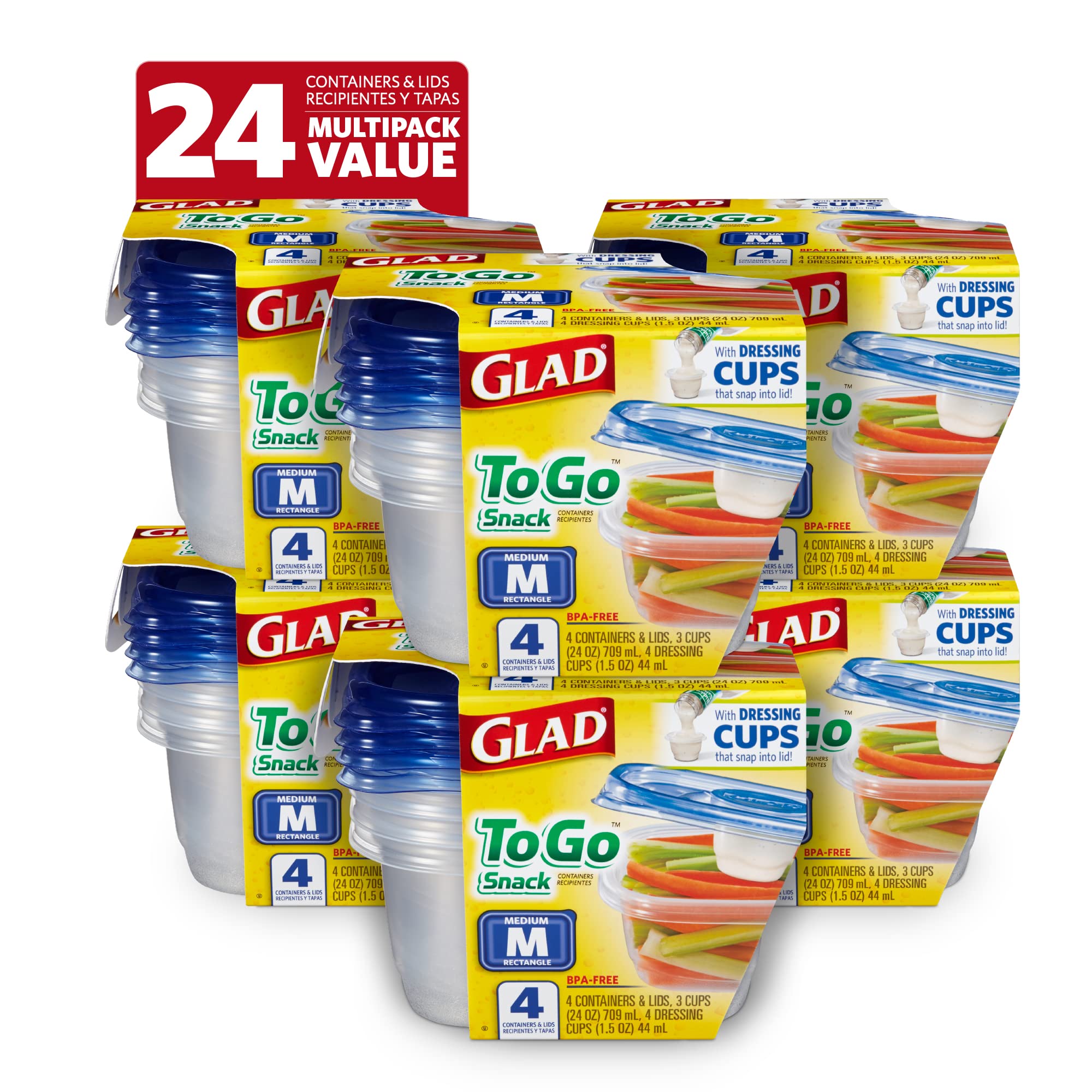 Glad Food Storage Containers, Deep Dish, 64 Ounce, 3 Count