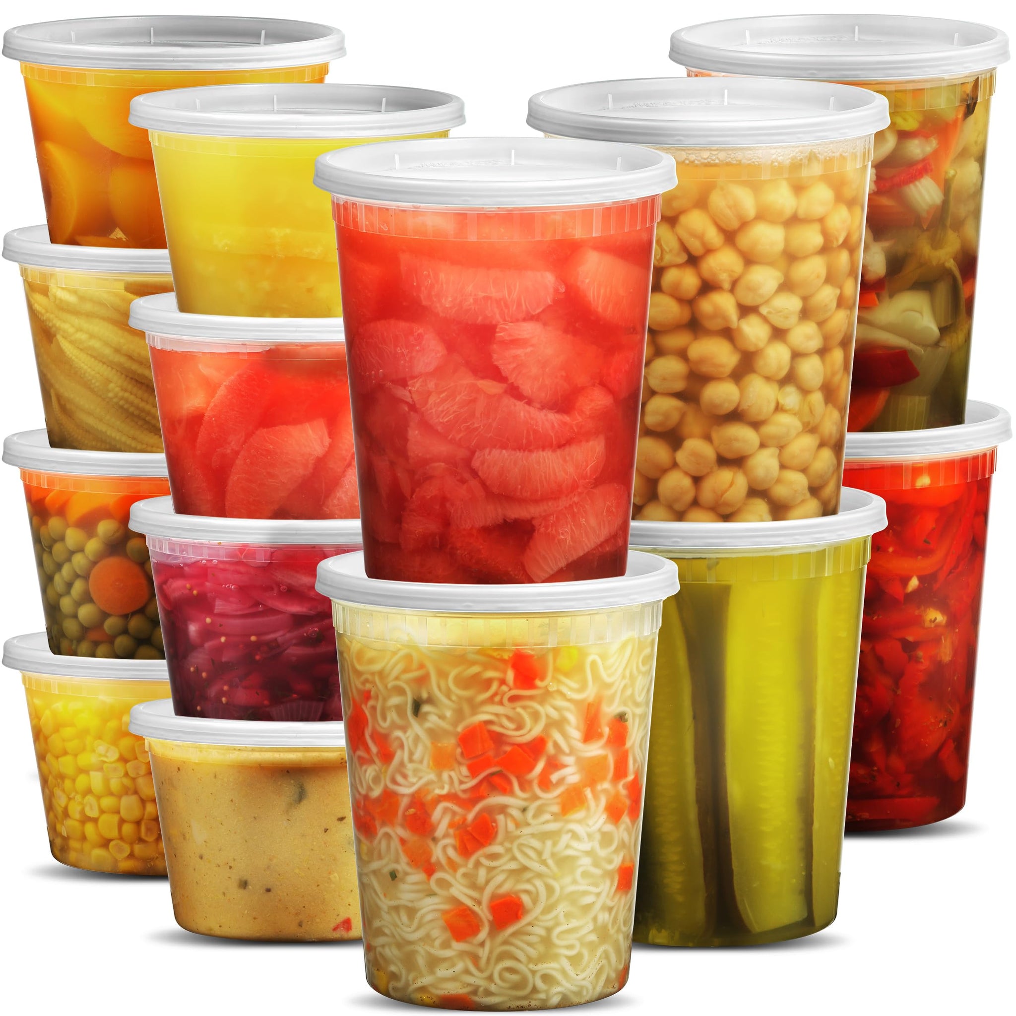 JoyServe Deli Food Storage Containers with Lids - (48 Sets) 24-32 Oz Quart Size & 24-16 Oz Pint Size Plastic Airtight Takeout Meal Prep Storage, BPA-Free, Dishwasher, Microwave Safe