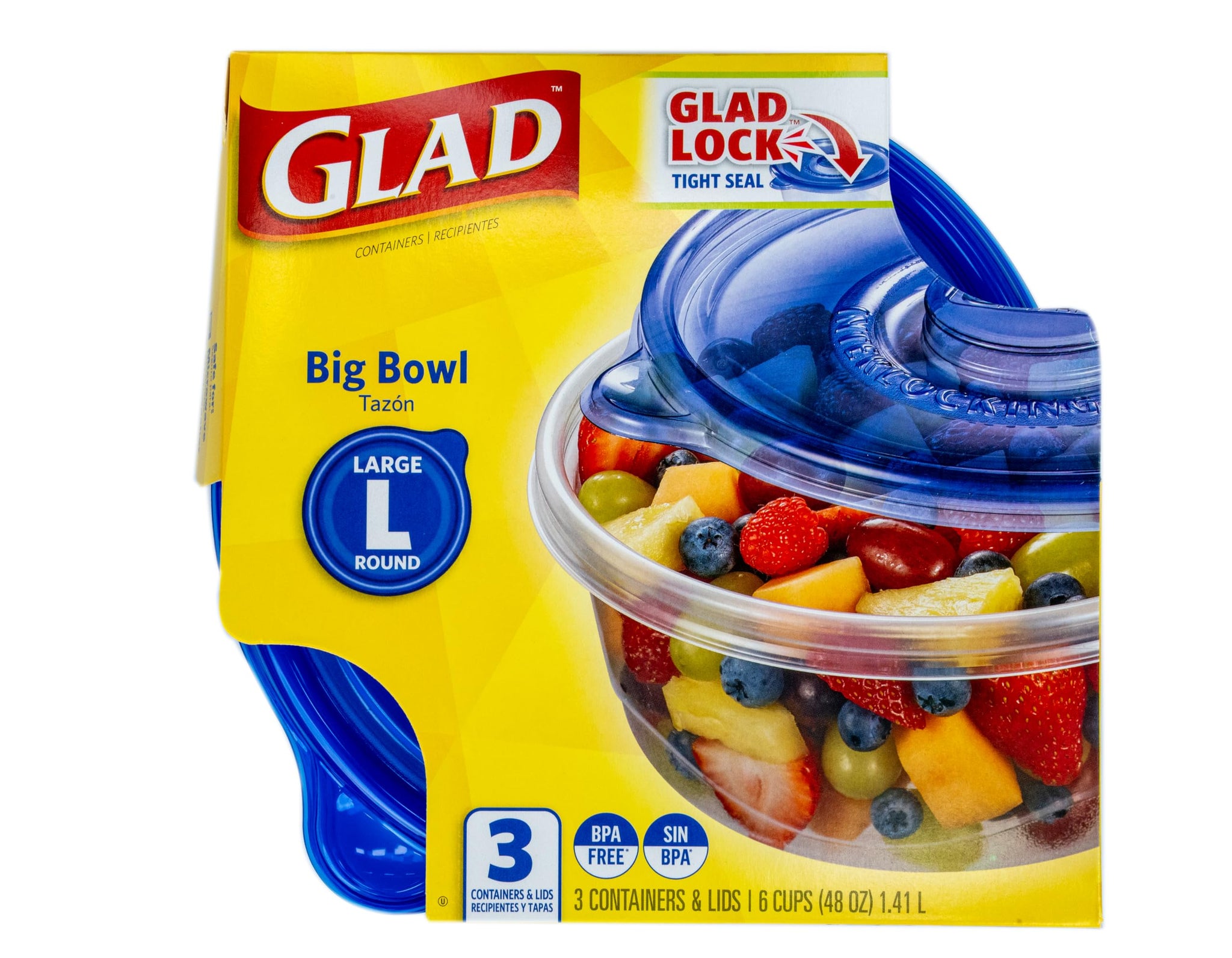 Glad Food Storage Containers, Deep Dish, 64 Ounce, 3 Count