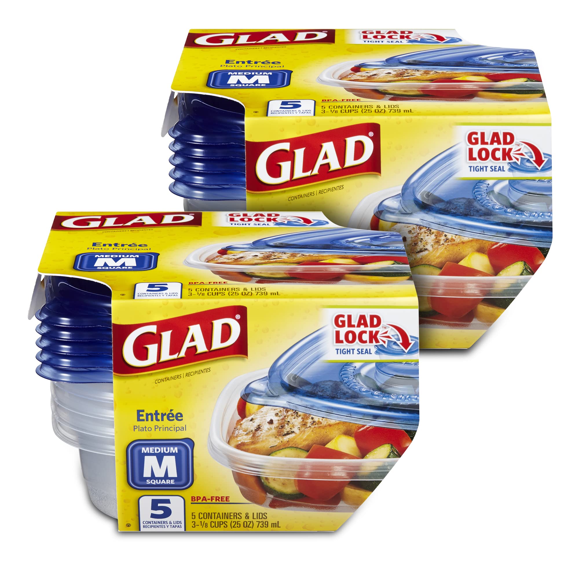 Glad Food Storage Containers, Deep Dish, 64 Ounce, 3 Count