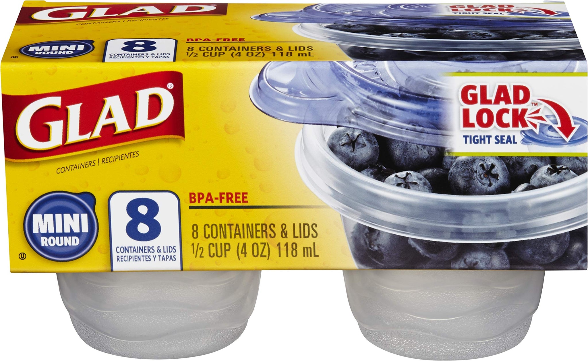 Glad Food Storage Containers, Deep Dish, 64 Ounce, 3 Count