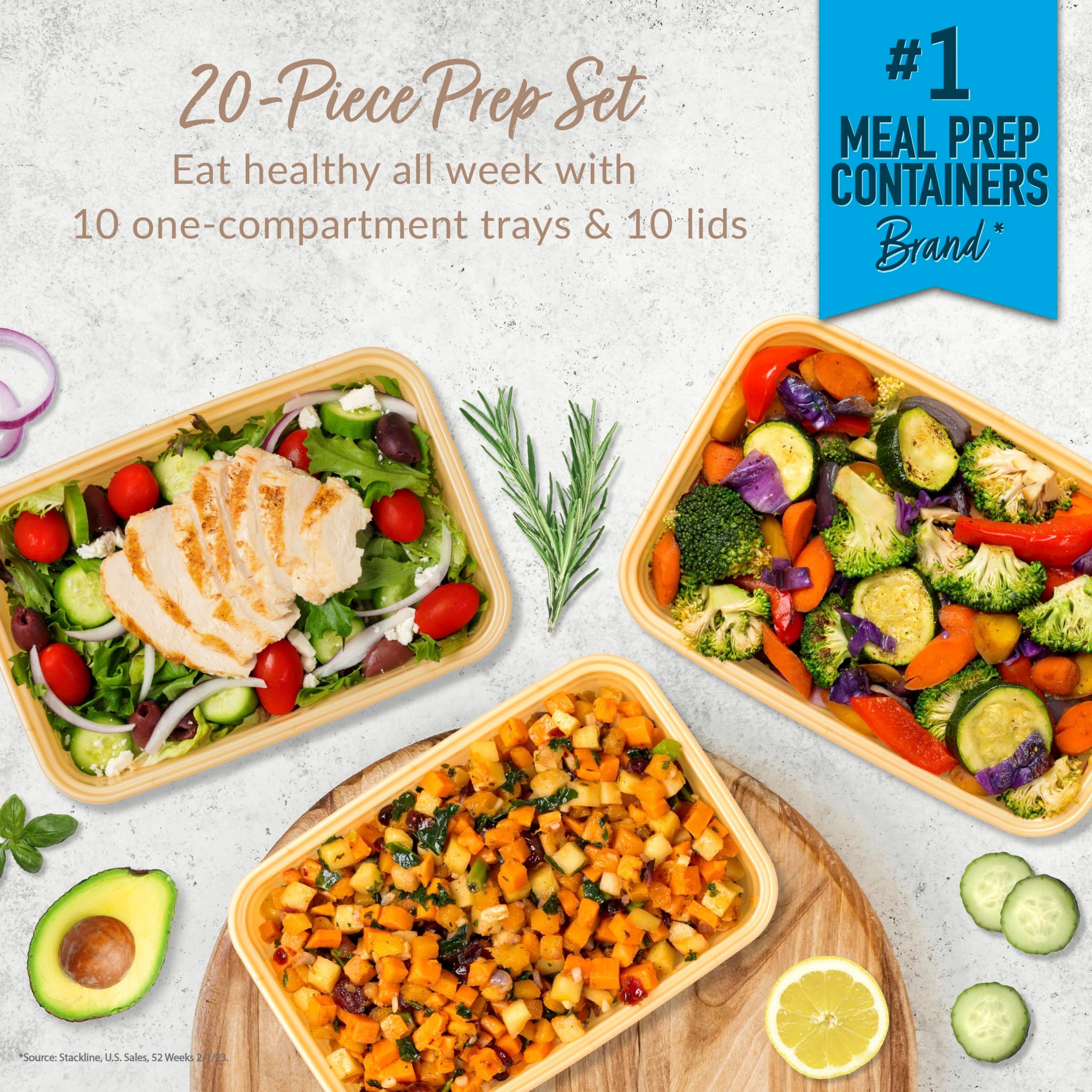 Bentgo 20-Piece Lightweight, Durable, Reusable BPA-Free 1-Compartment Containers - Microwave, Freezer, Dishwasher Safe - Mint