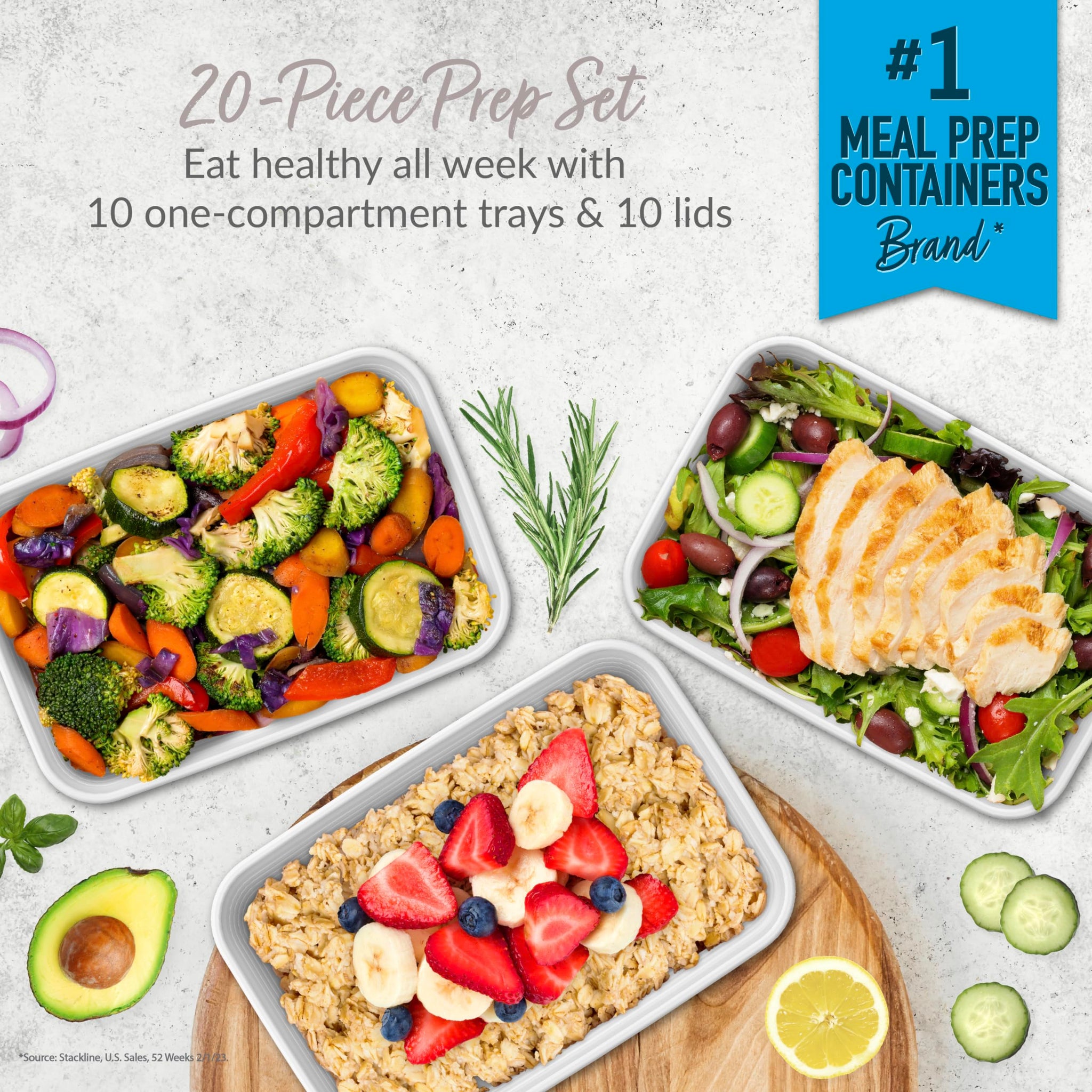 Bentgo 20-Piece Lightweight, Durable, Reusable BPA-Free 1-Compartment Containers - Microwave, Freezer, Dishwasher Safe - Mint