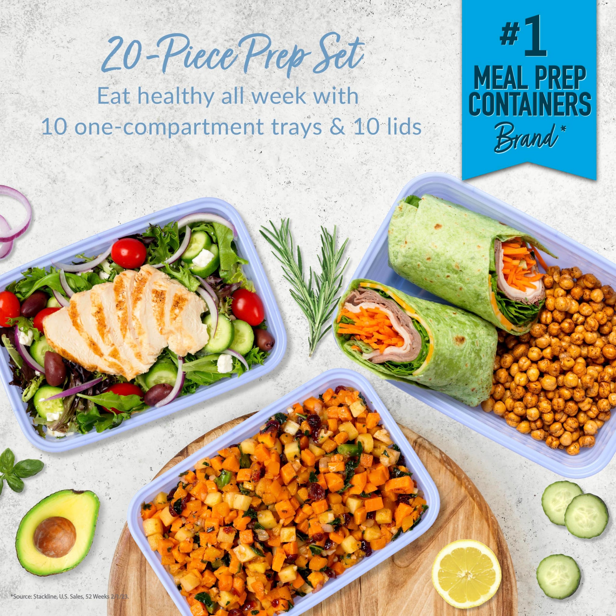 Bentgo 20-Piece Lightweight, Durable, Reusable BPA-Free 1-Compartment Containers - Microwave, Freezer, Dishwasher Safe - Mint