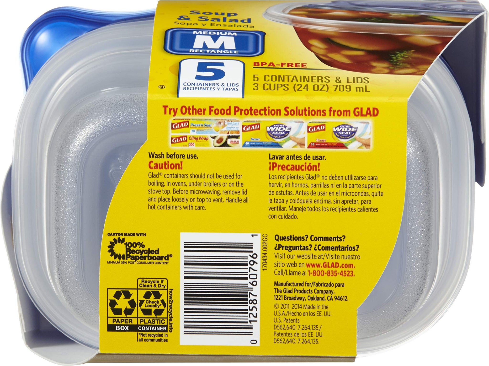 Glad Food Storage Containers, Deep Dish, 64 Ounce, 3 Count