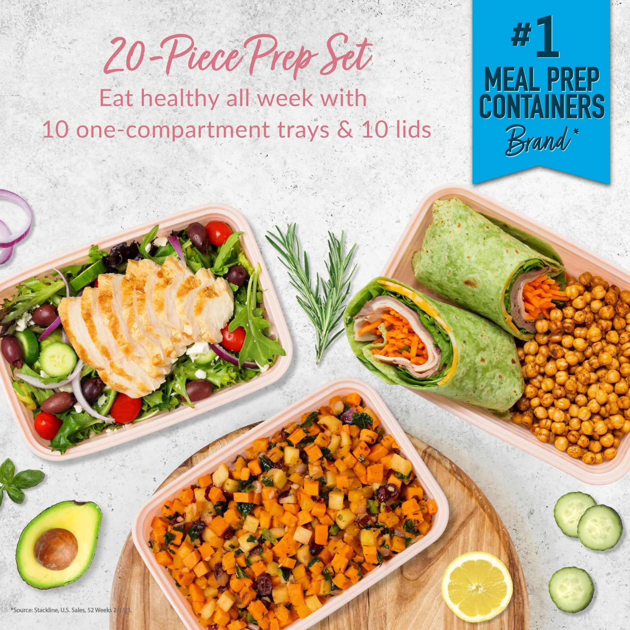 Bentgo 20-Piece Lightweight, Durable, Reusable BPA-Free 1-Compartment Containers - Microwave, Freezer, Dishwasher Safe - Mint