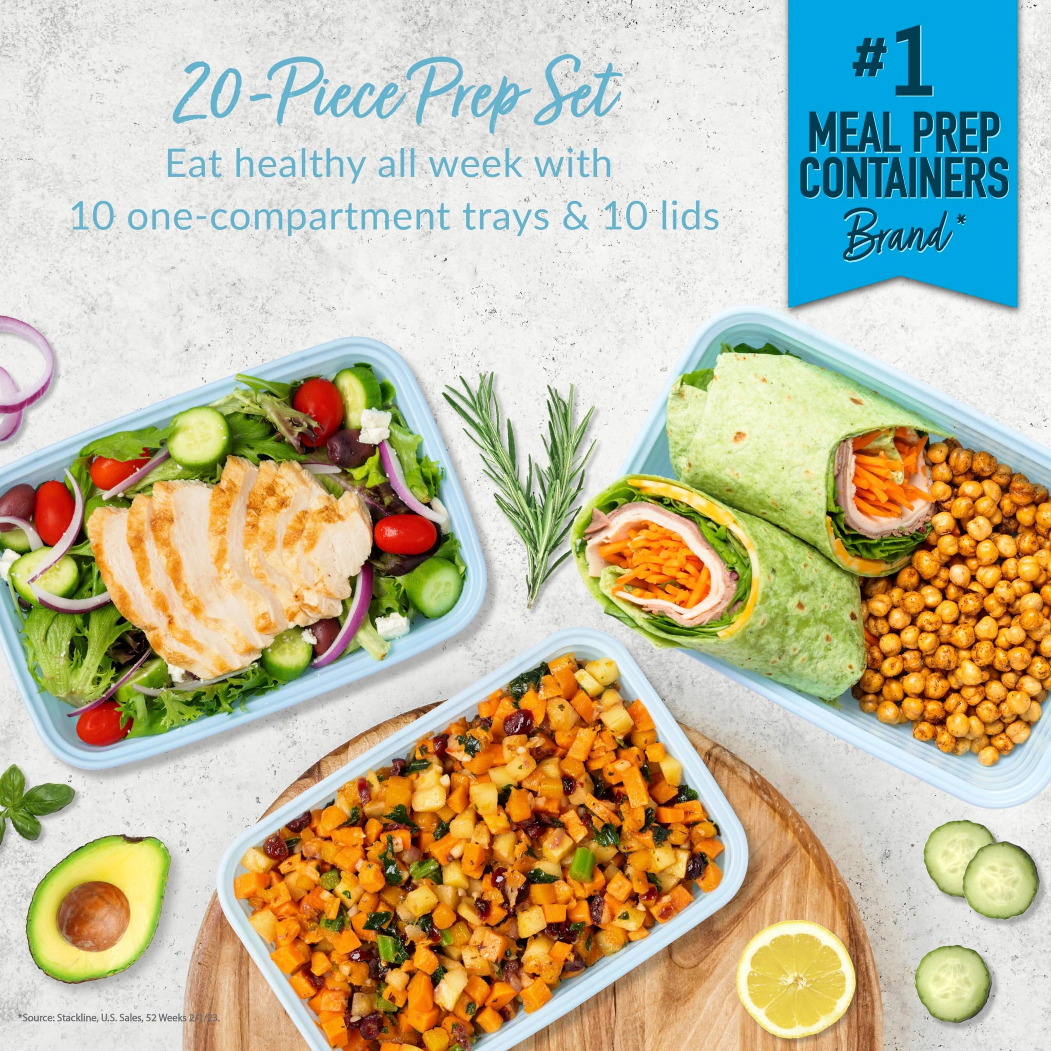 Bentgo 20-Piece Lightweight, Durable, Reusable BPA-Free 1-Compartment Containers - Microwave, Freezer, Dishwasher Safe - Mint