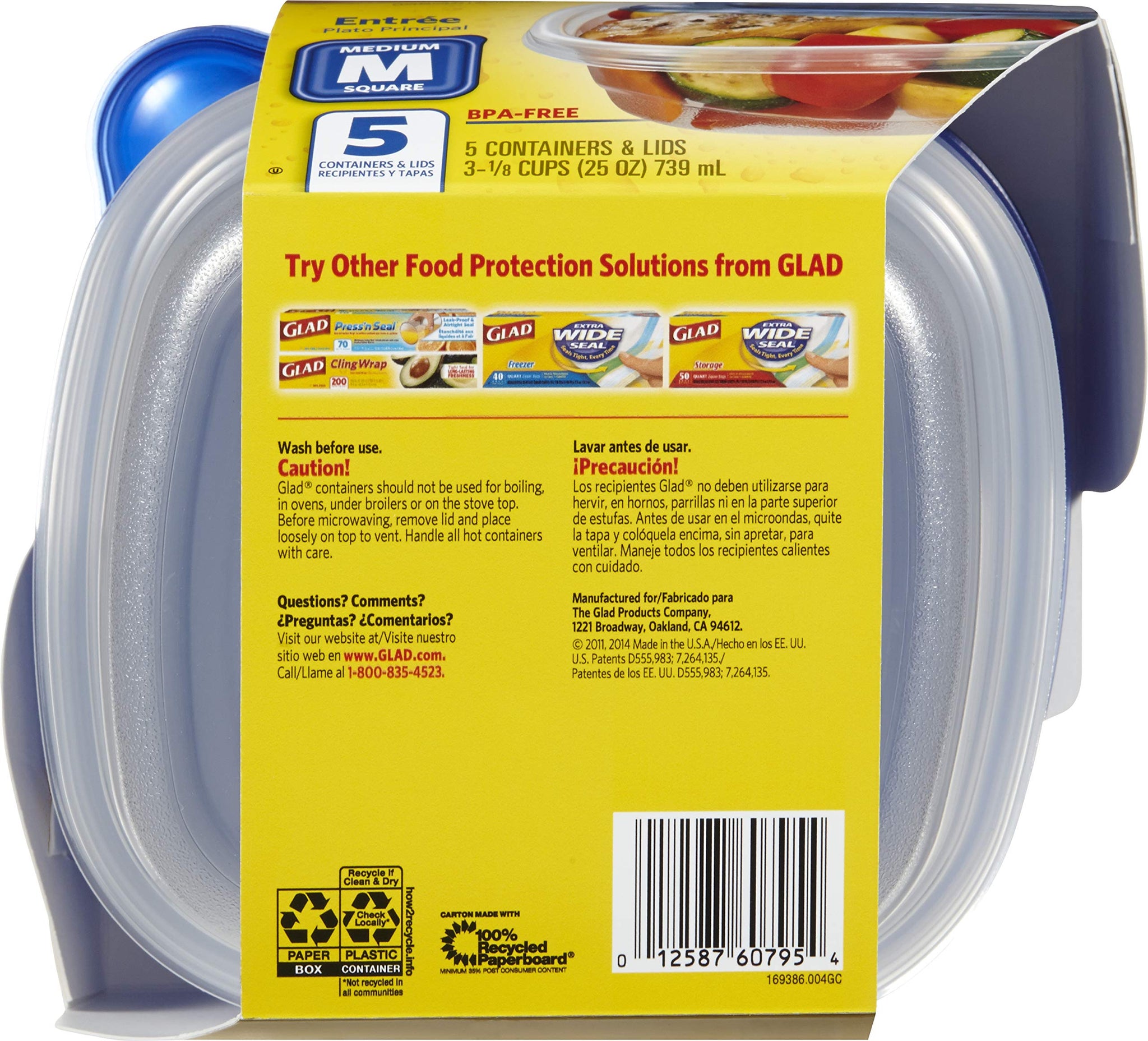 Glad Food Storage Containers, Deep Dish, 64 Ounce, 3 Count