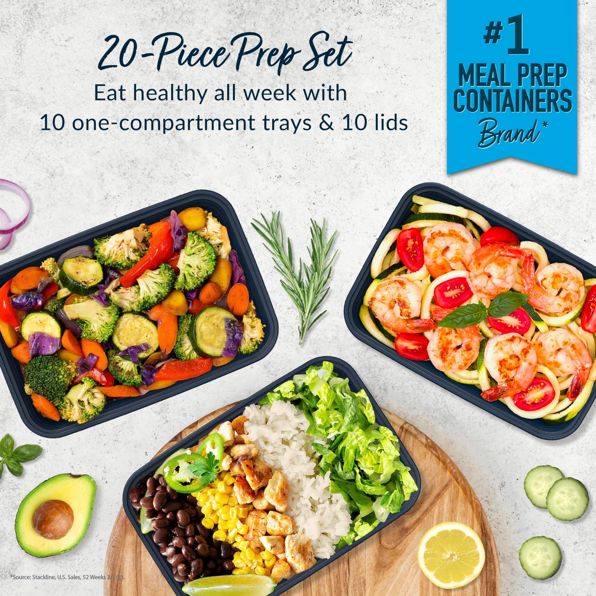 Bentgo 20-Piece Lightweight, Durable, Reusable BPA-Free 1-Compartment Containers - Microwave, Freezer, Dishwasher Safe - Mint